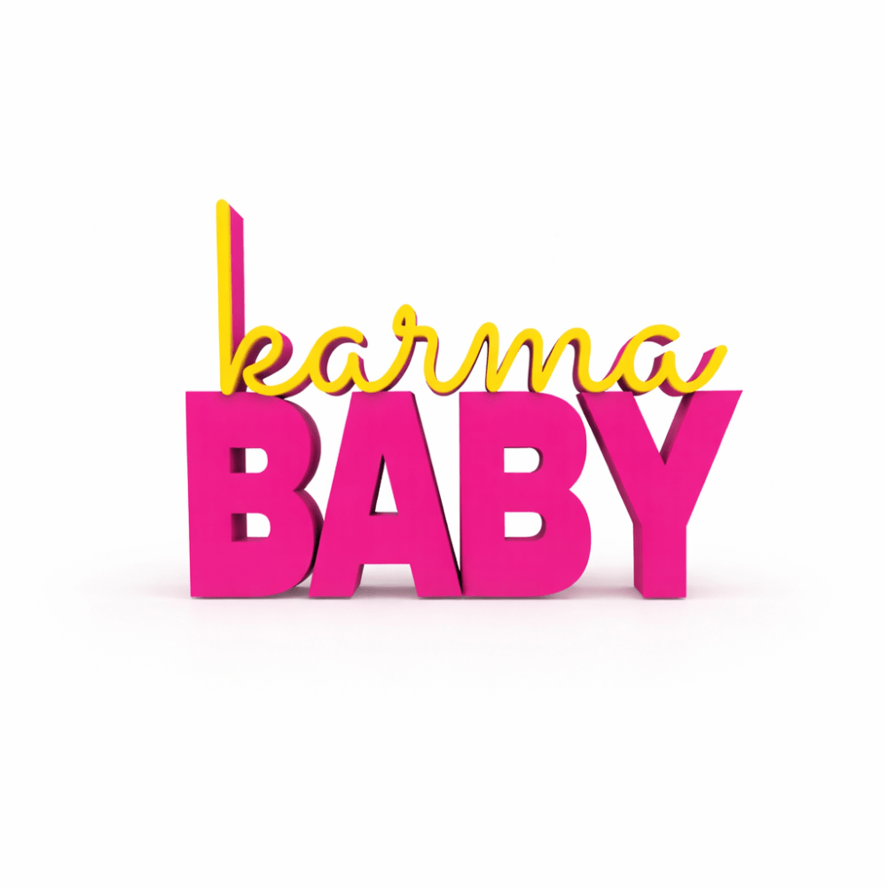 3D Drucker Schriftzug „Karma Baby“ – Pink - Gelb Jeka - malmichmunt.com