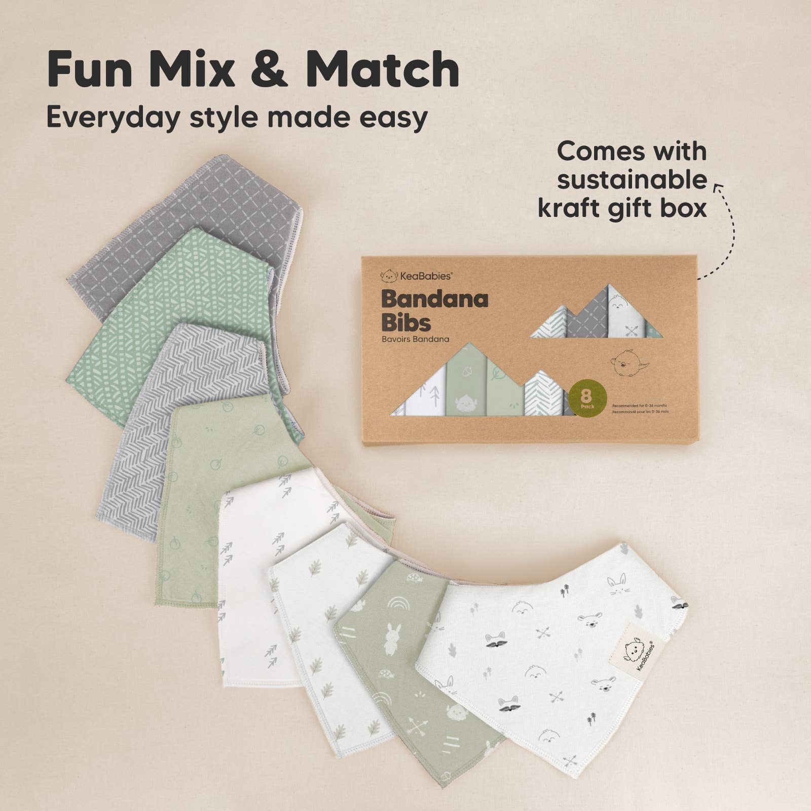 8er-Set Baby-Bandana-Lätzchen für Jungen und Mädchen: Nordisch KeaBabies - malmichmunt.com