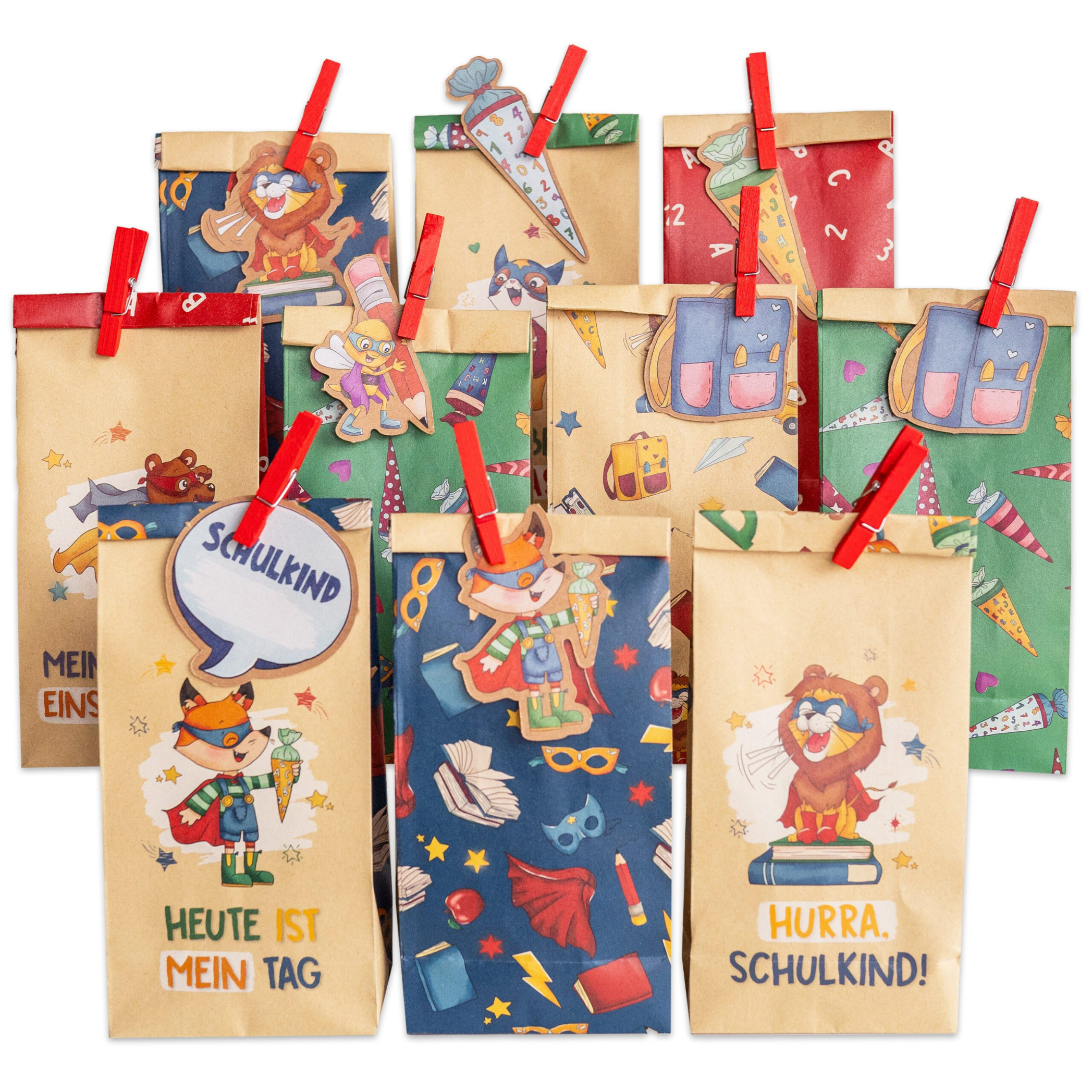 DIY Set Geschenktüten mit Anhängern - Einschulung