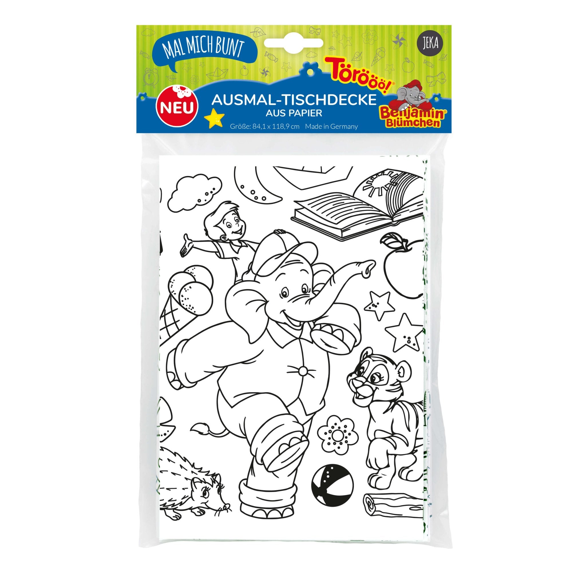 Ausmal - Tischdecke aus Papier "Benjamin Blümchen" Jeka - malmichmunt.com