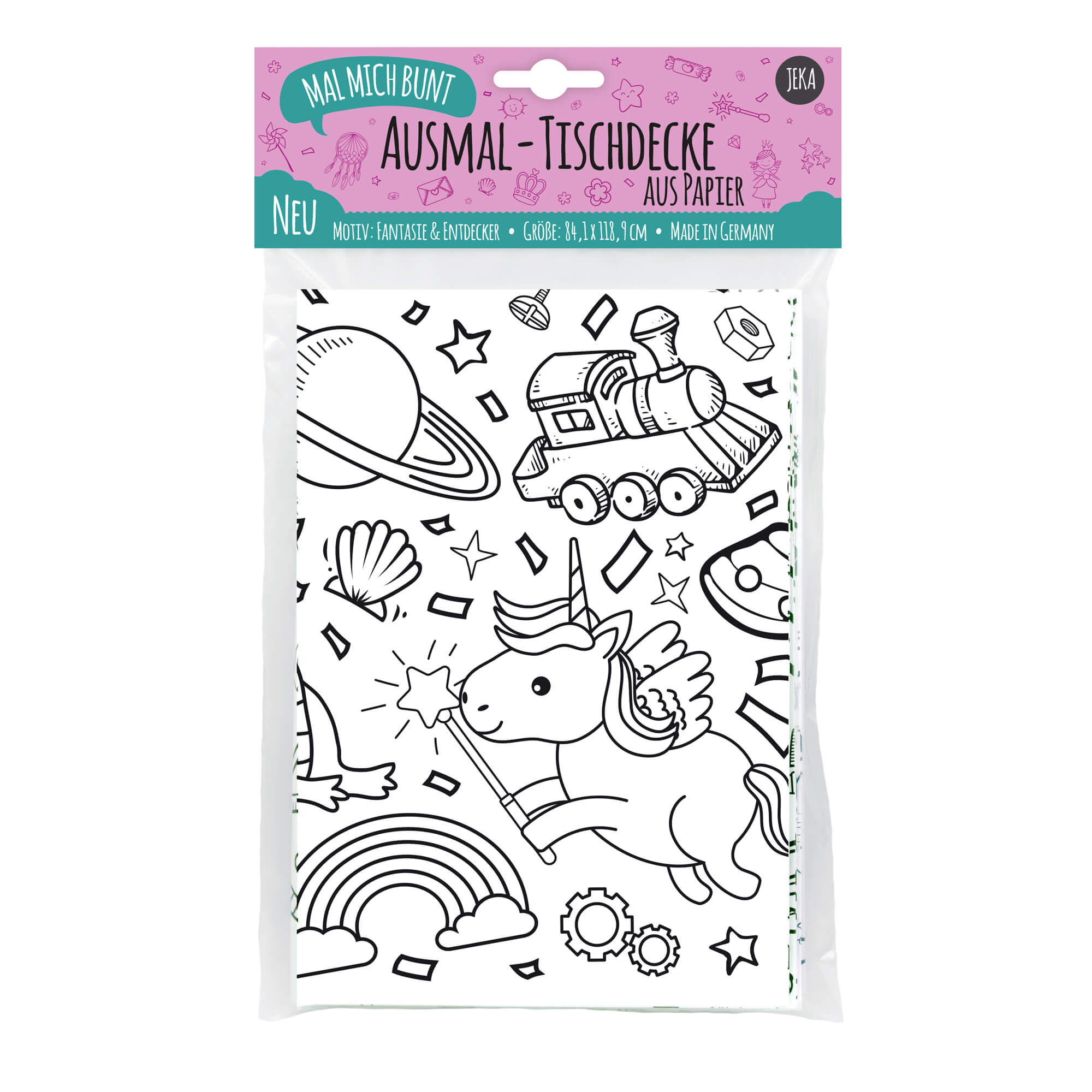 Ausmal - Tischdecke aus Papier Fantasie & Entdecker Jeka - malmichmunt.com