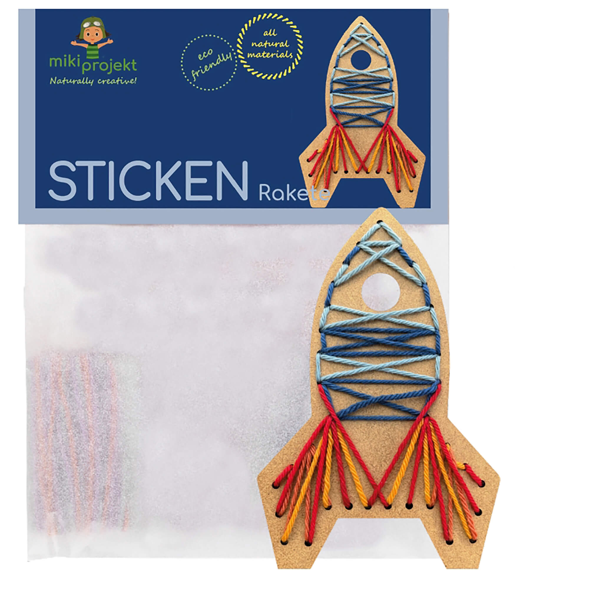 Bastelset Rakete - Sticken für Kinder Mikiprojekt - malmichmunt.com