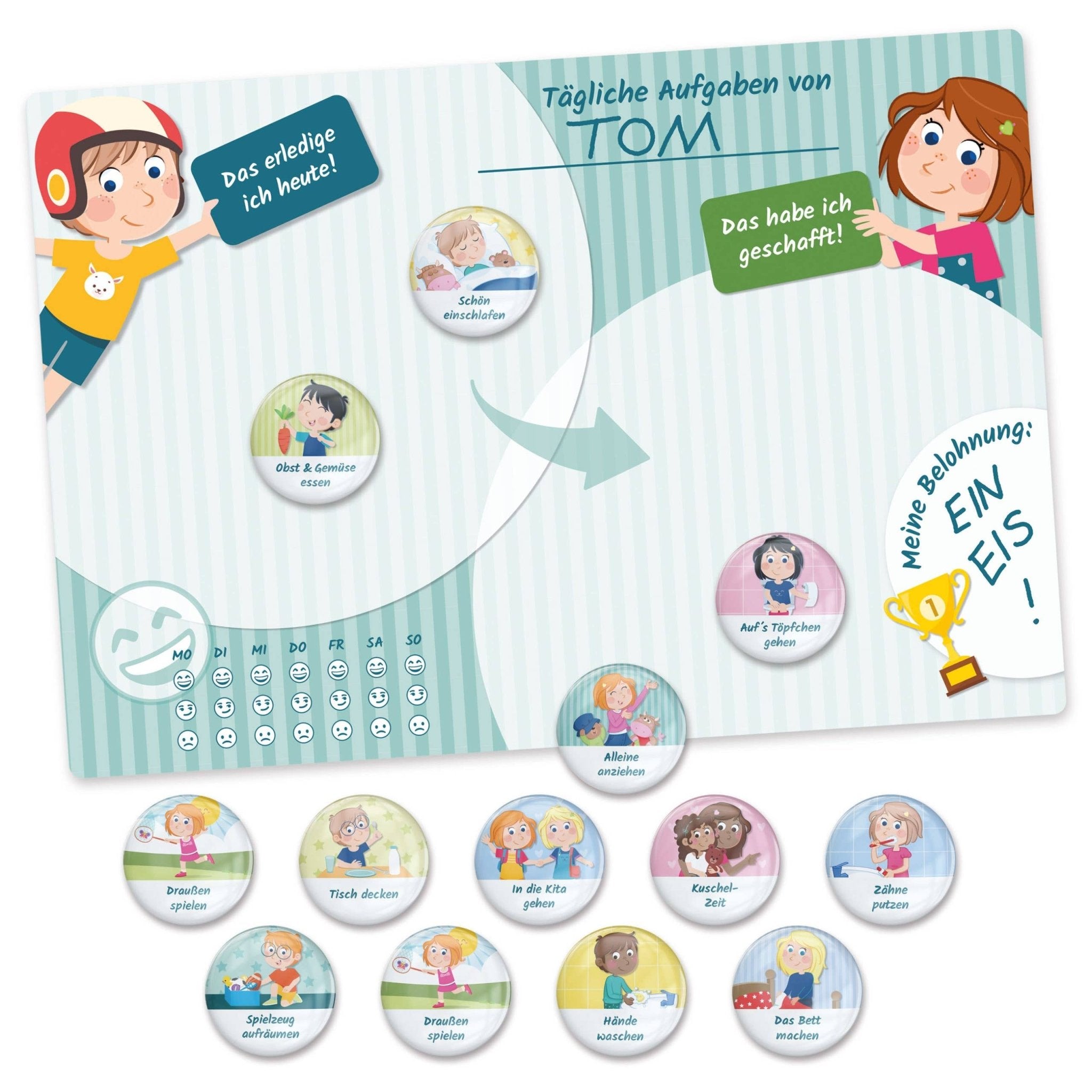 Belohnungstafel mit Magneten - Basis - Set Tagesablauf Papierdrachen - malmichmunt.com