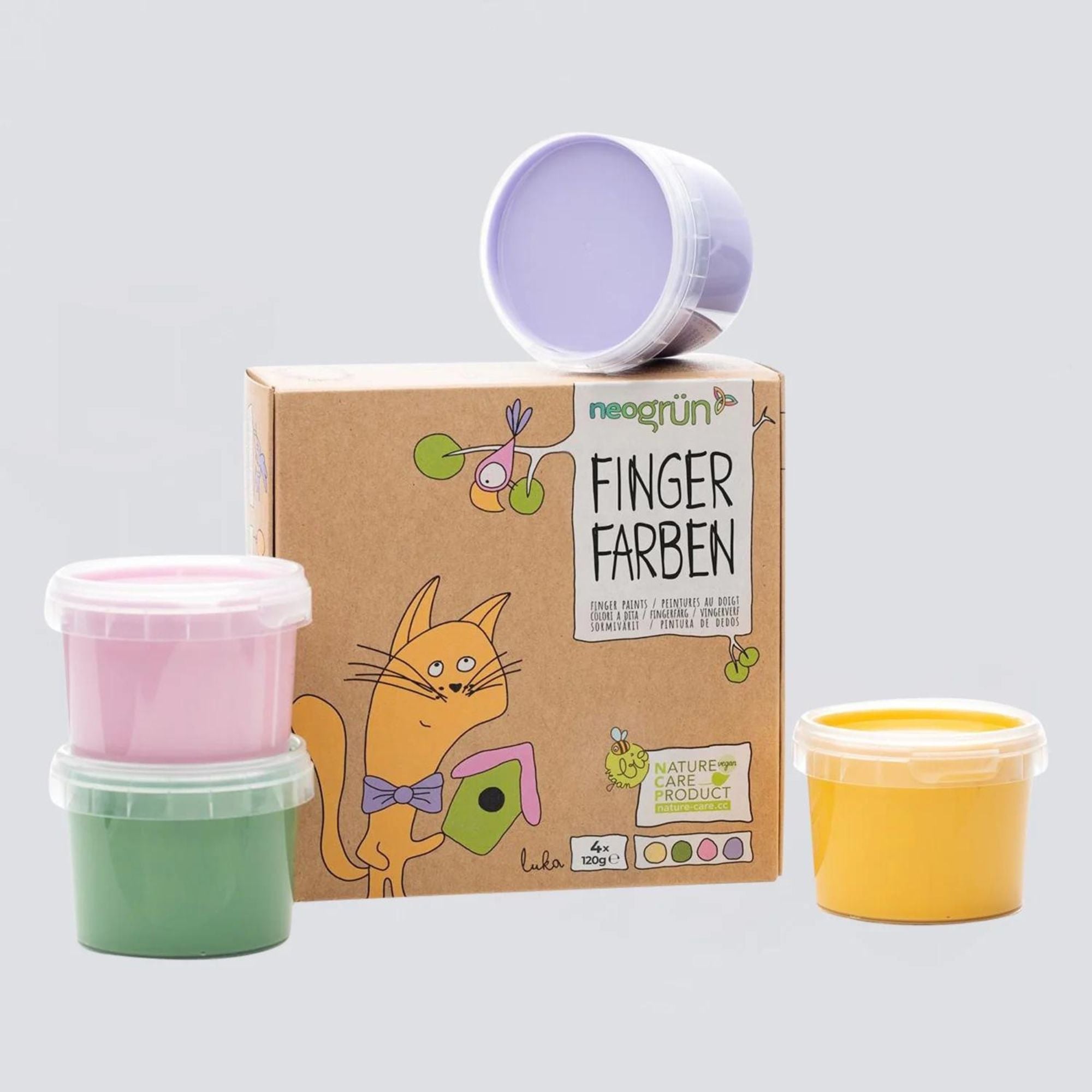 Bio Fingerfarben 4er Set "Luka" neoGRÜN - malmichmunt.com