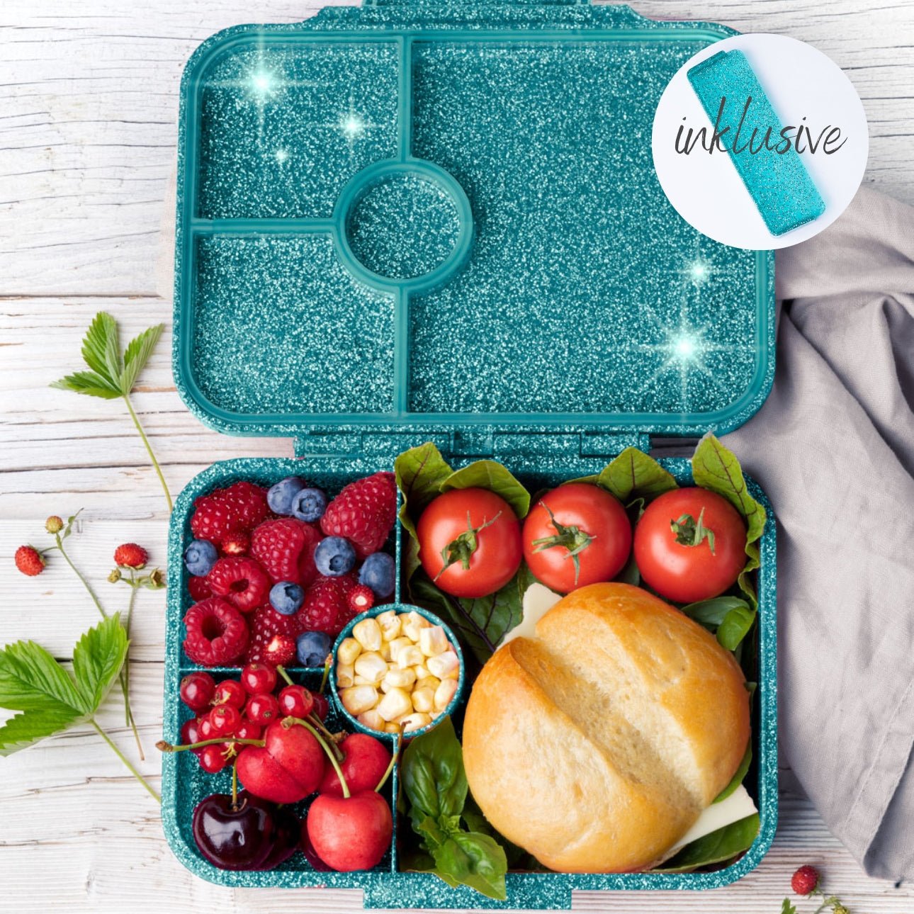 Brotdose Lekkabox Glamour Glitzer Aqua Lekkabox - malmichmunt.com