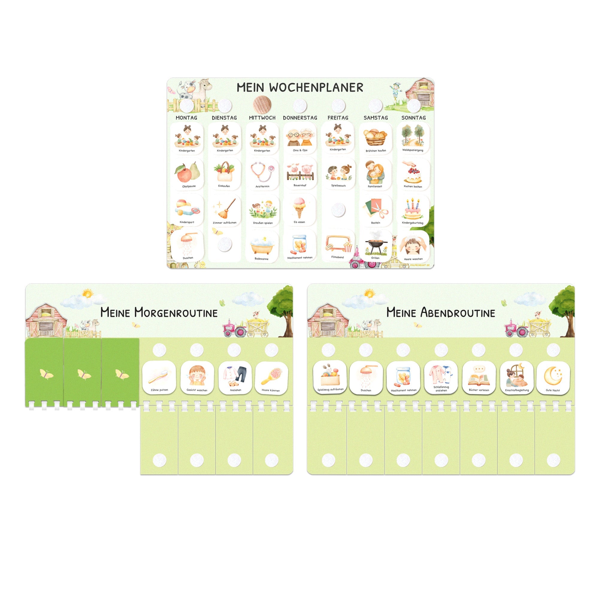 Bundle: Wochenplaner + Morgenroutine + Abendroutine - Bauernhof Jeka - malmichmunt.com