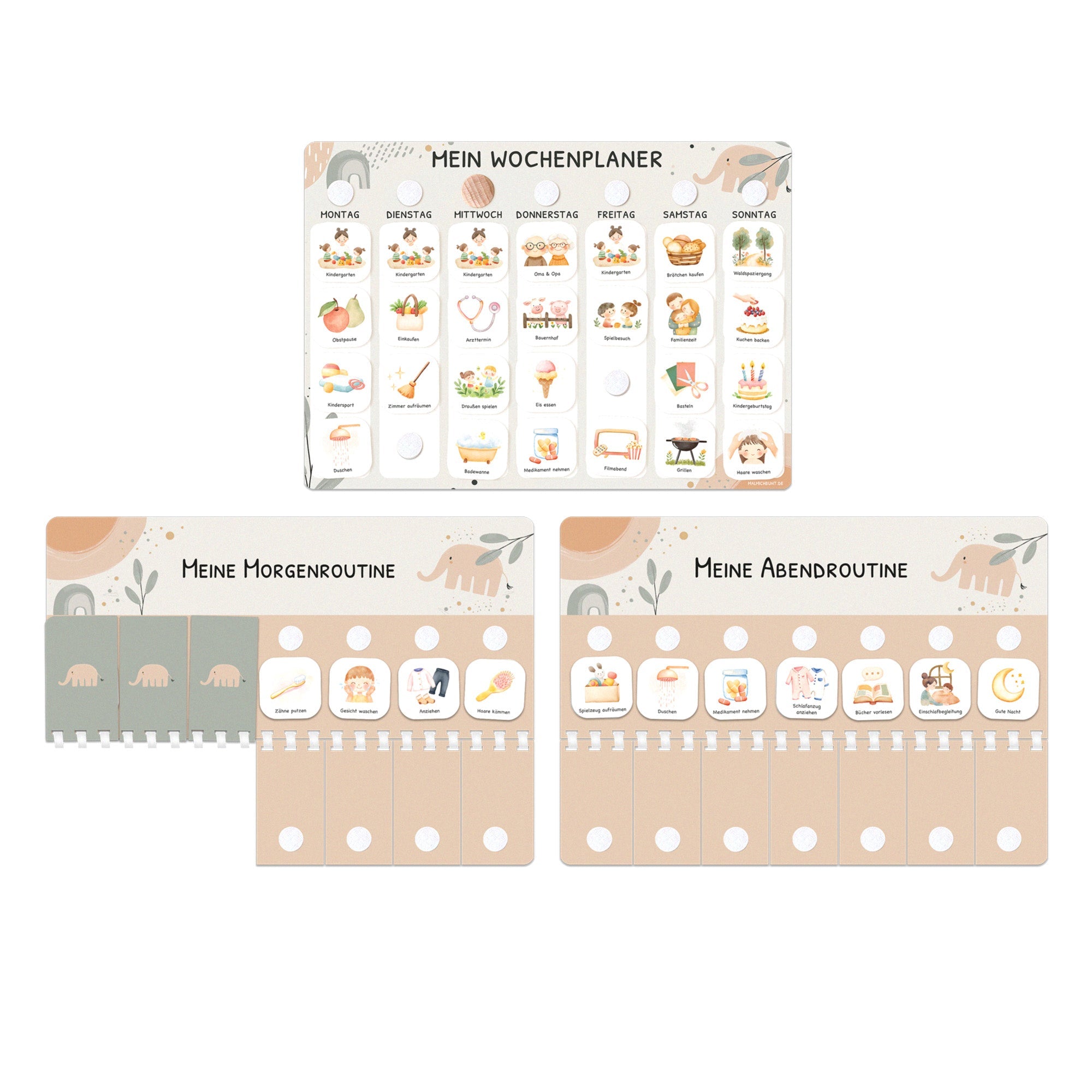 Bundle: Wochenplaner + Morgenroutine + Abendroutine - Elephant Jeka - malmichmunt.com