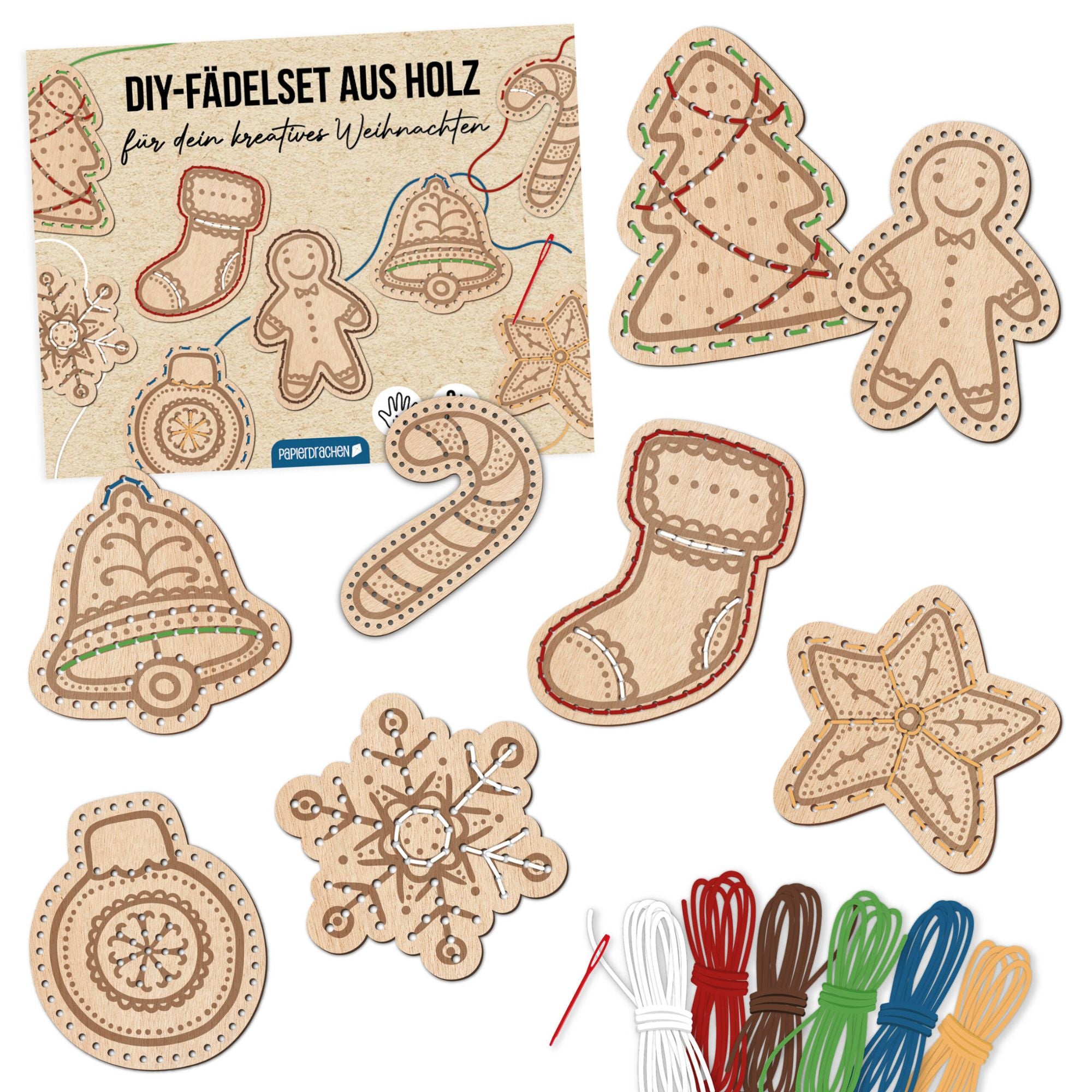 Fädelset aus Holz zu Weihnachten Papierdrachen - malmichmunt.com