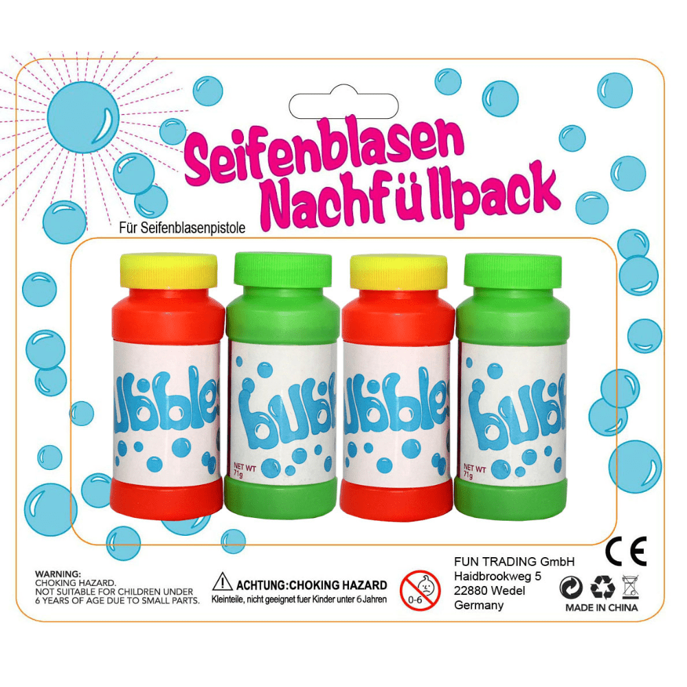 Funtrading - Seifenblasenflüssigkeit 4er Ersatzset Funtrading - malmichmunt.com