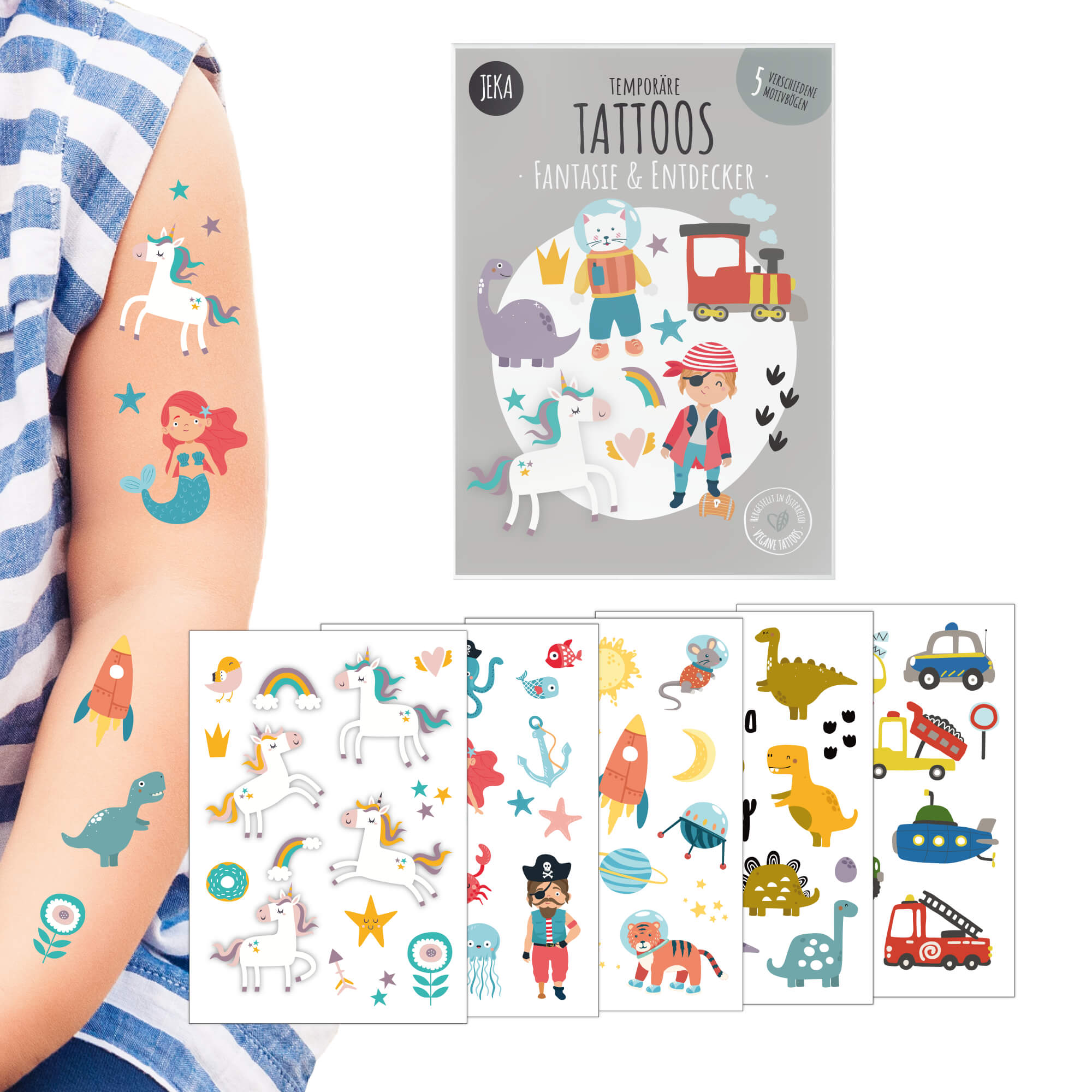 Kindertattoo - Set Fantasie & Entdecker Jeka - malmichmunt.com