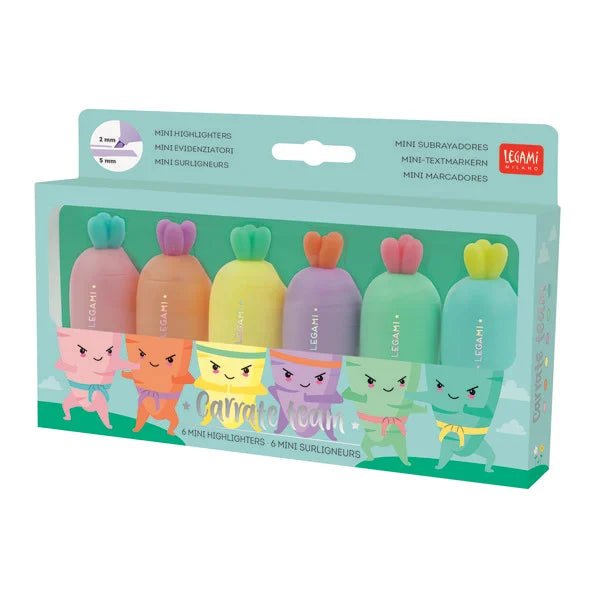 Legami Set mit 6 Mini - Textmarkern - Carrate Team - Karotte Legami - malmichmunt.com