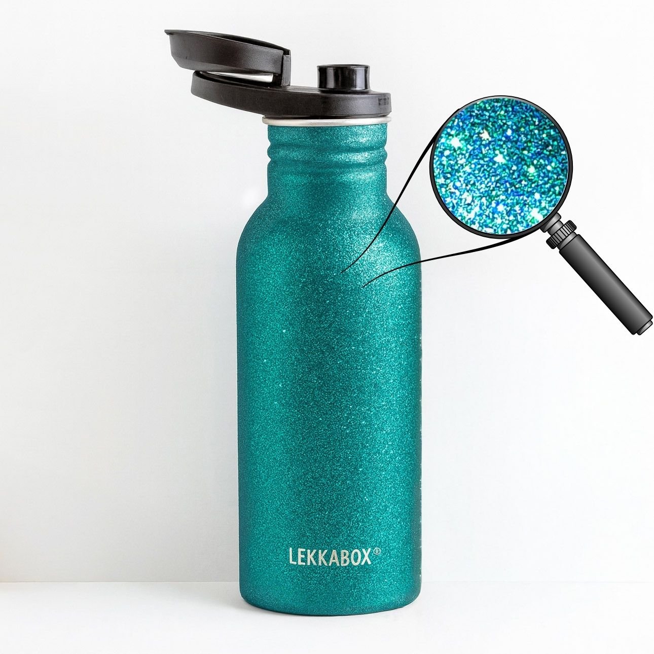 LEKKABOX® Go Glitzer - Trinkflasche – Aqua 500ml Lekkabox - malmichmunt.com