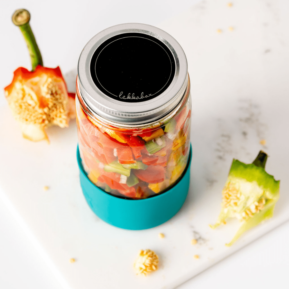 LEKKABOX® Meal Prep Glas mit Bumper, 500ml - Ocean Lekkabox - malmichmunt.com