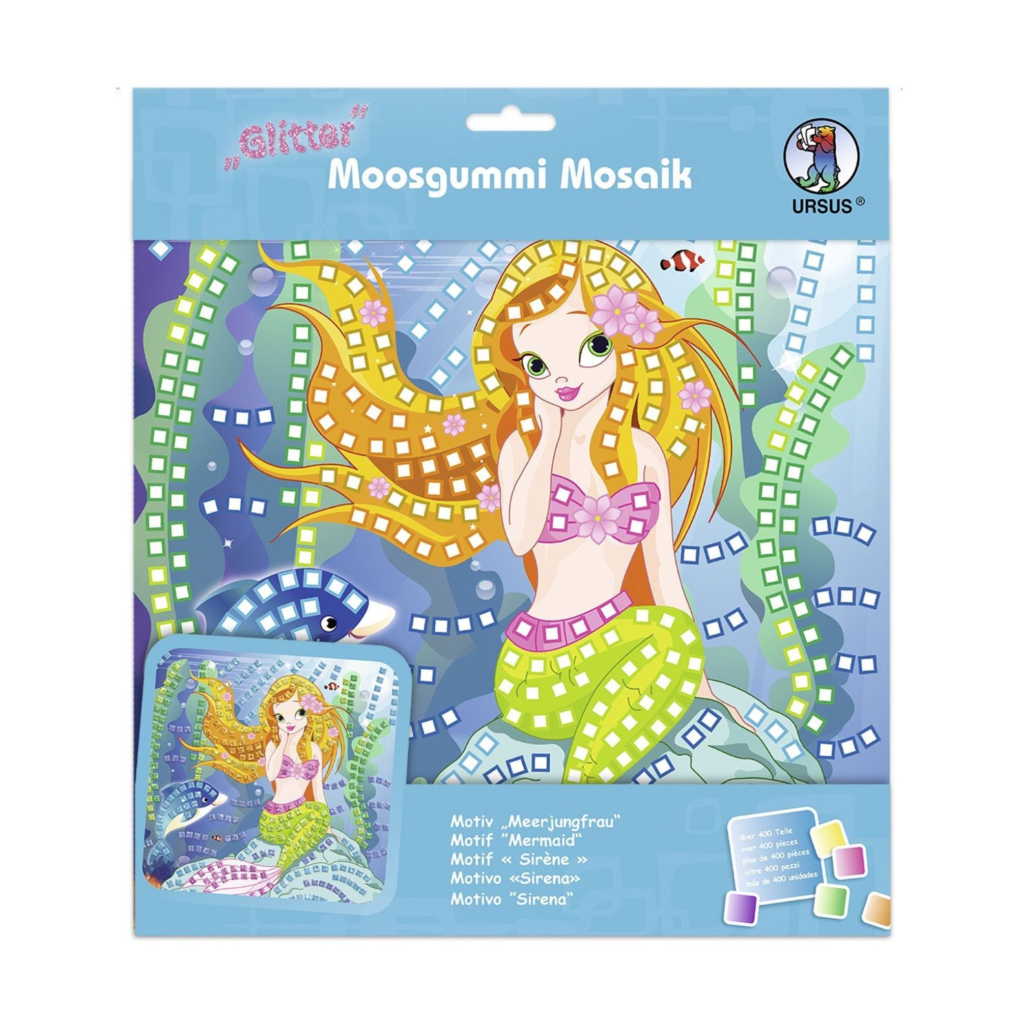 Moosgummi - Mosaik "Glitter Meerjungfrau" Ursus - malmichmunt.com