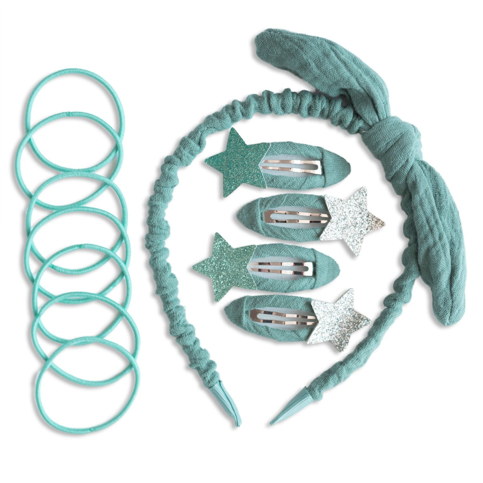 Musselin Haar - Accessoires Set – Petrol Papierdrachen - malmichmunt.com