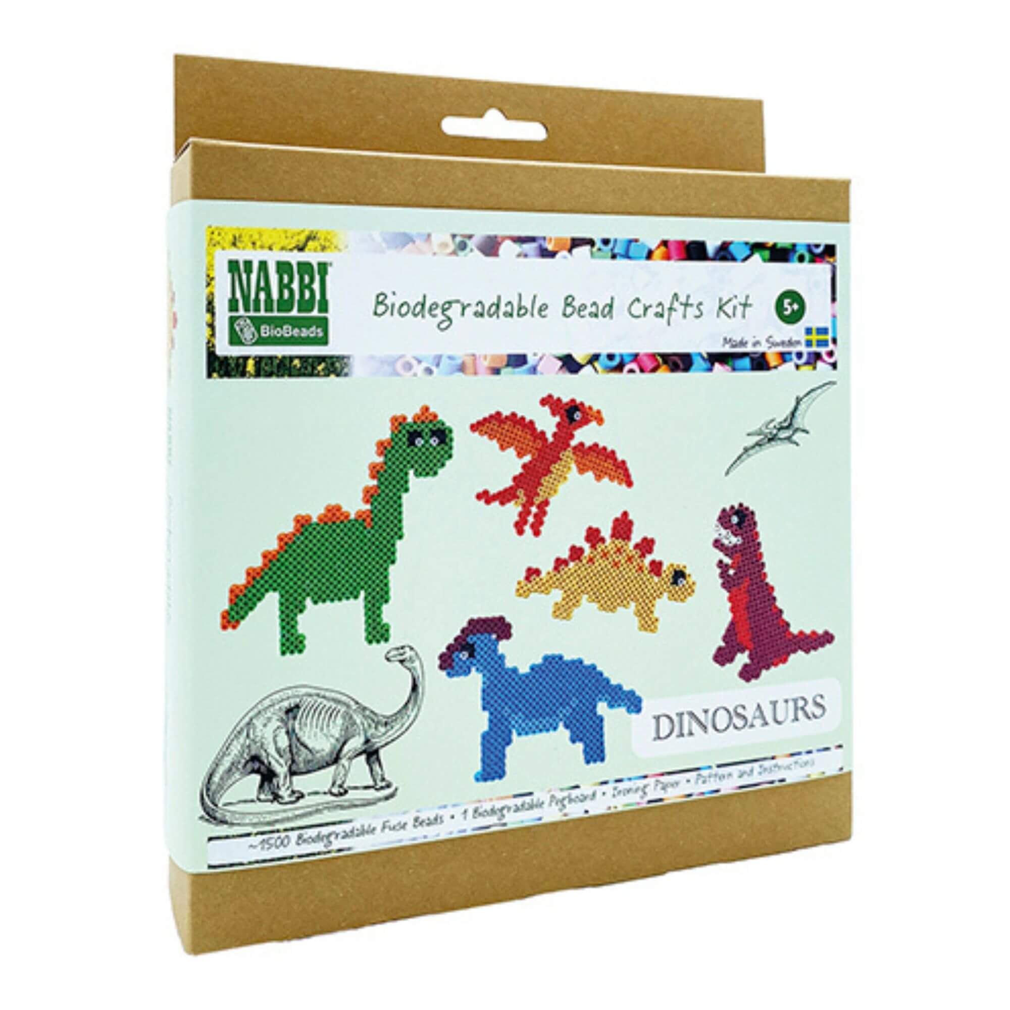 Nabbi Bio Bügelperlen - Dino Kit Nabbi - malmichmunt.com