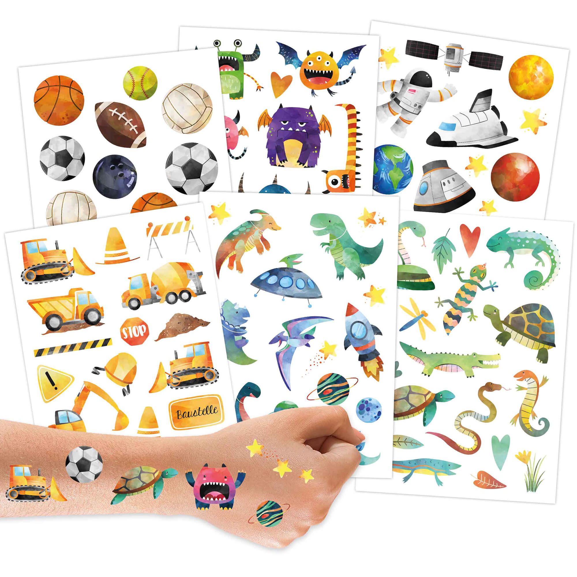 Papierdrachen Kindertattoo Metallic - Bagger und Dino Papierdrachen - malmichmunt.com