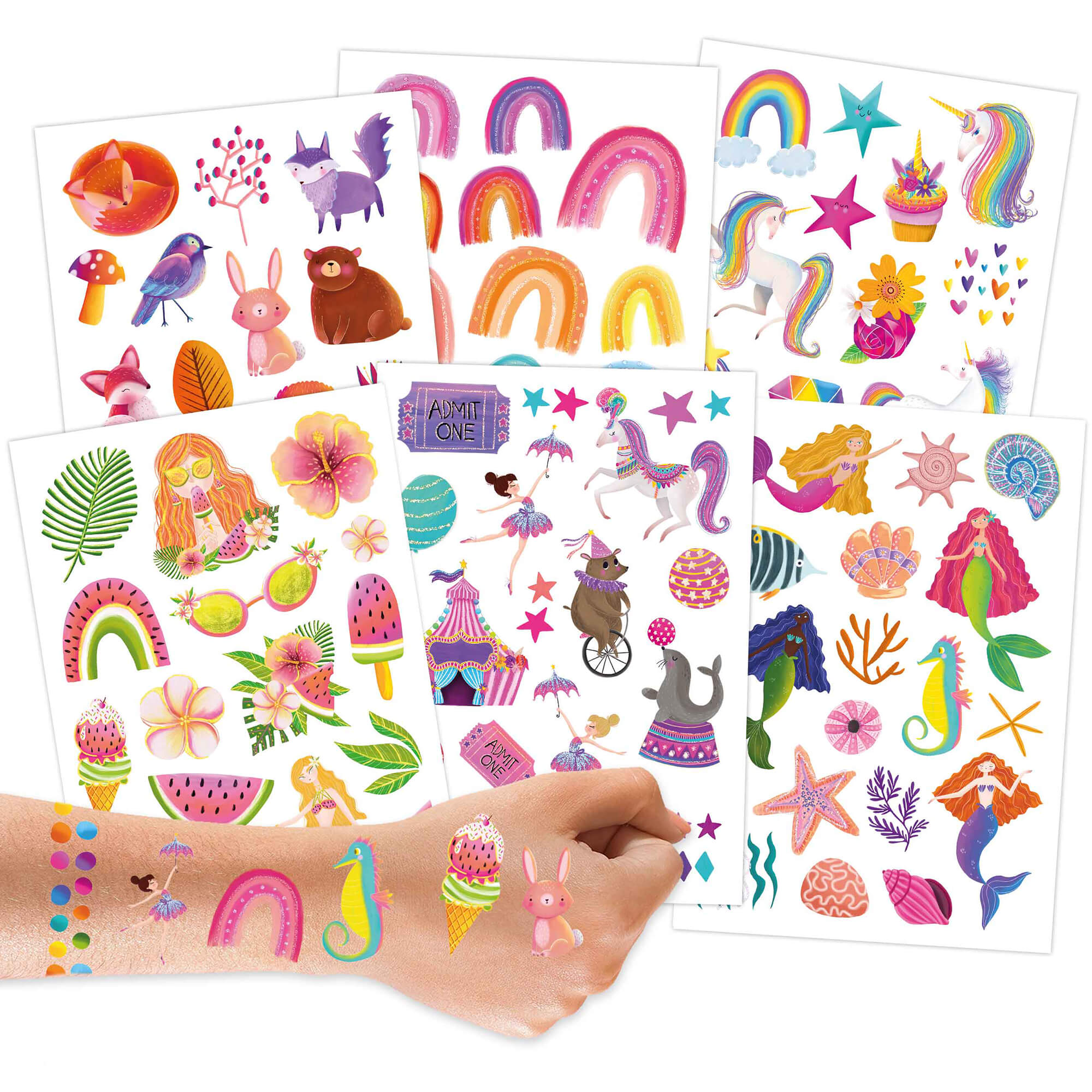 Papierdrachen Kindertattoo Metallic - Einhorn und Regenbogen Papierdrachen - malmichmunt.com