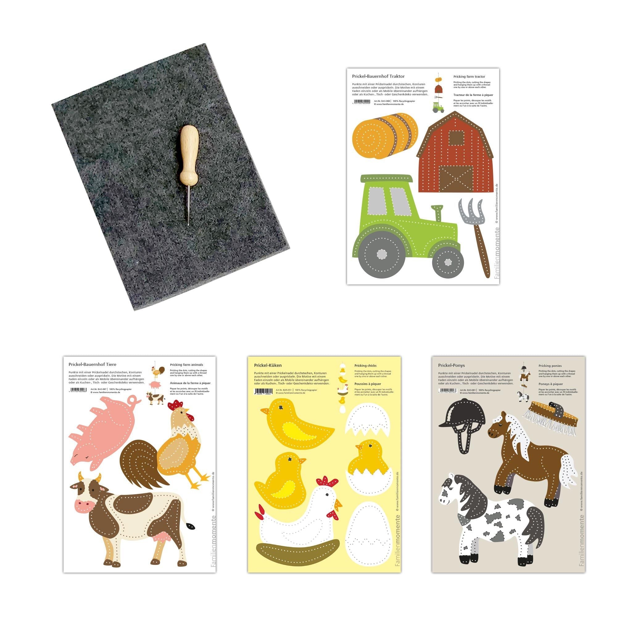 Prickeln für Kinder - Prickelset Bauernhof Familienmomente - malmichmunt.com