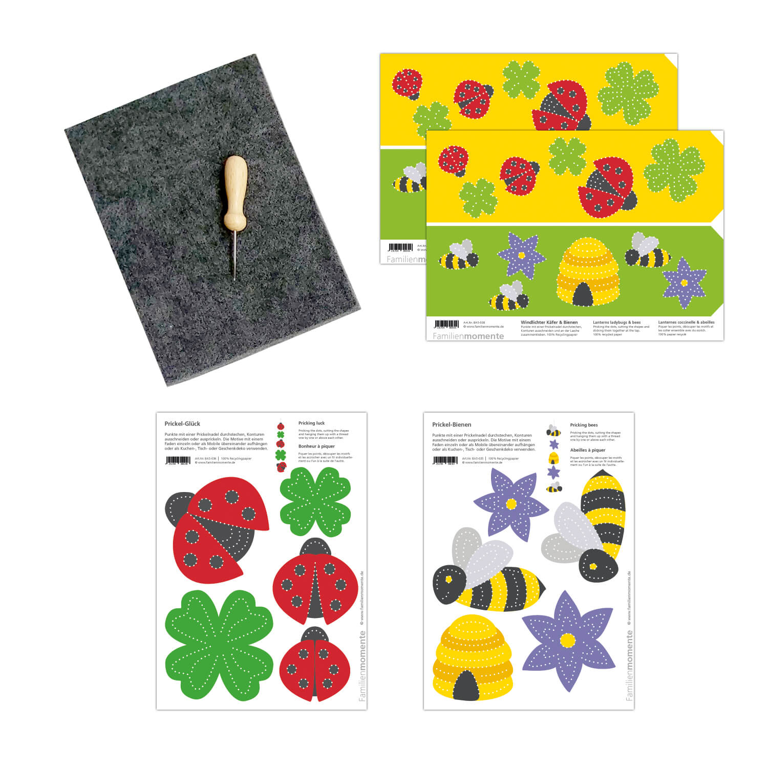 Prickeln für Kinder - Prickelset Biene & Käfer Familienmomente - malmichmunt.com