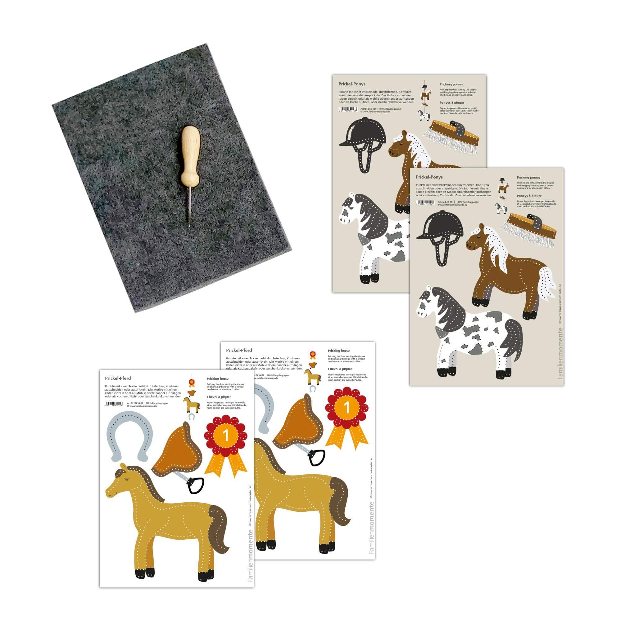 Prickeln für Kinder - Prickelset Pferde & Ponys Familienmomente - malmichmunt.com