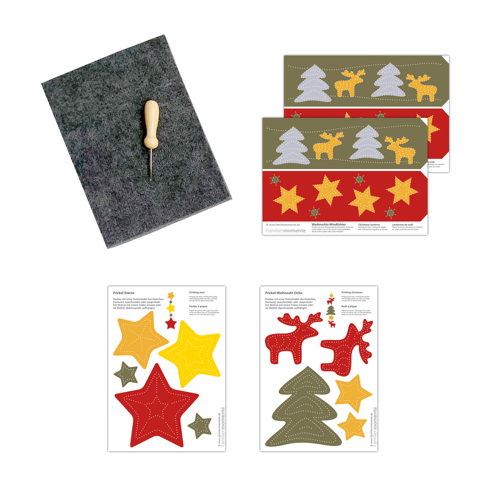 Prickeln für Kinder - Prickelset Weihnachtselche Familienmomente - malmichmunt.com