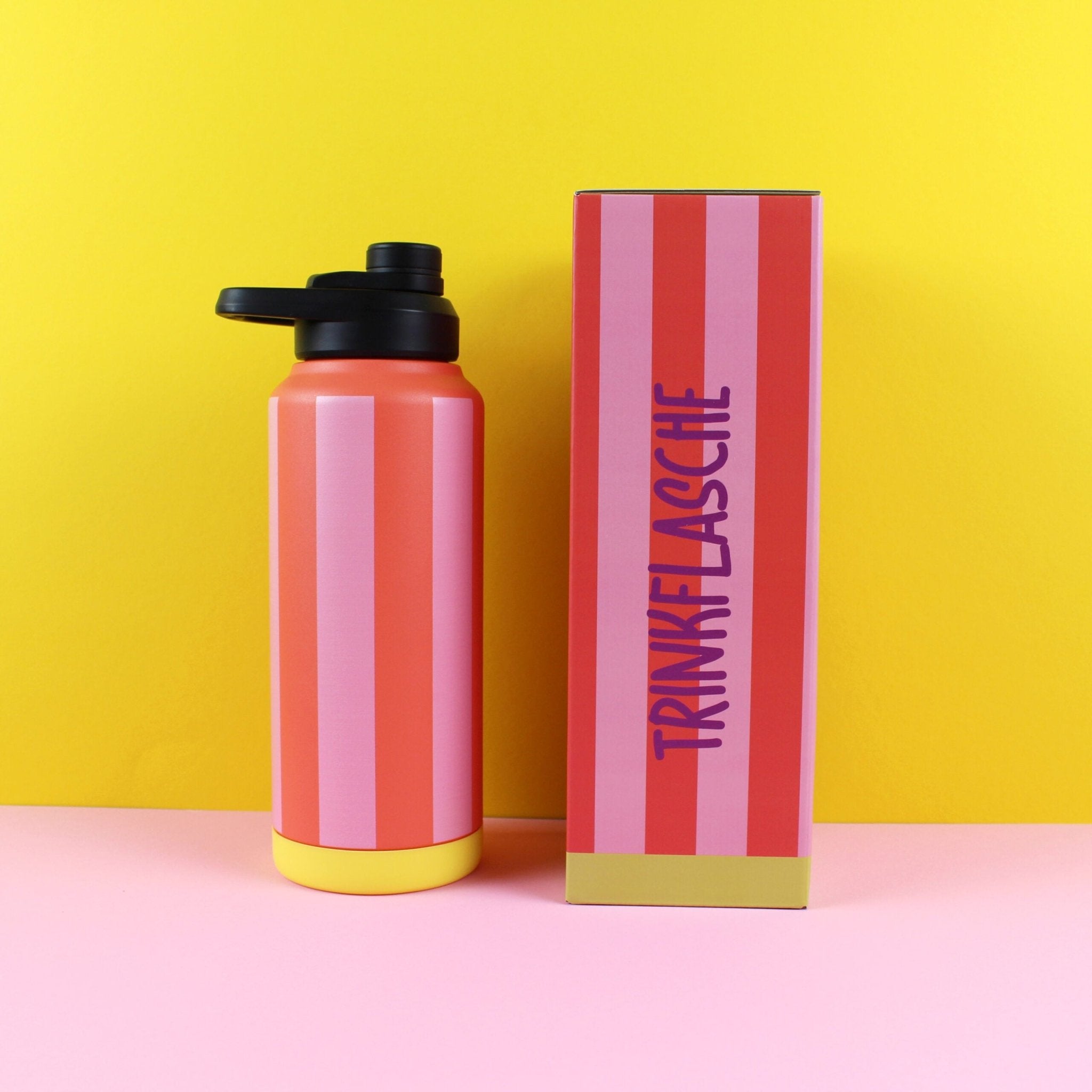 Trinkflasche Stripes, feuerrot/rosa/gelb, 1000ml Ava & Yves - malmichmunt.com