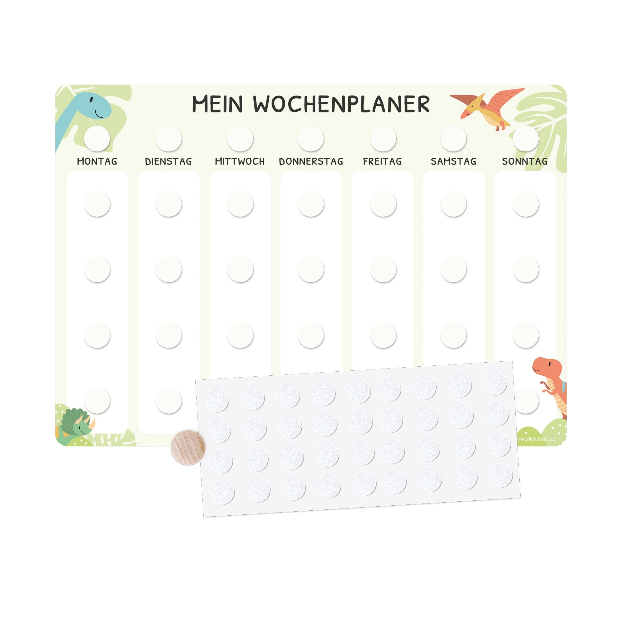 Wochenplaner Kinder Einzeln ohne Kärtchen - Motiv Dino Jeka - malmichmunt.com