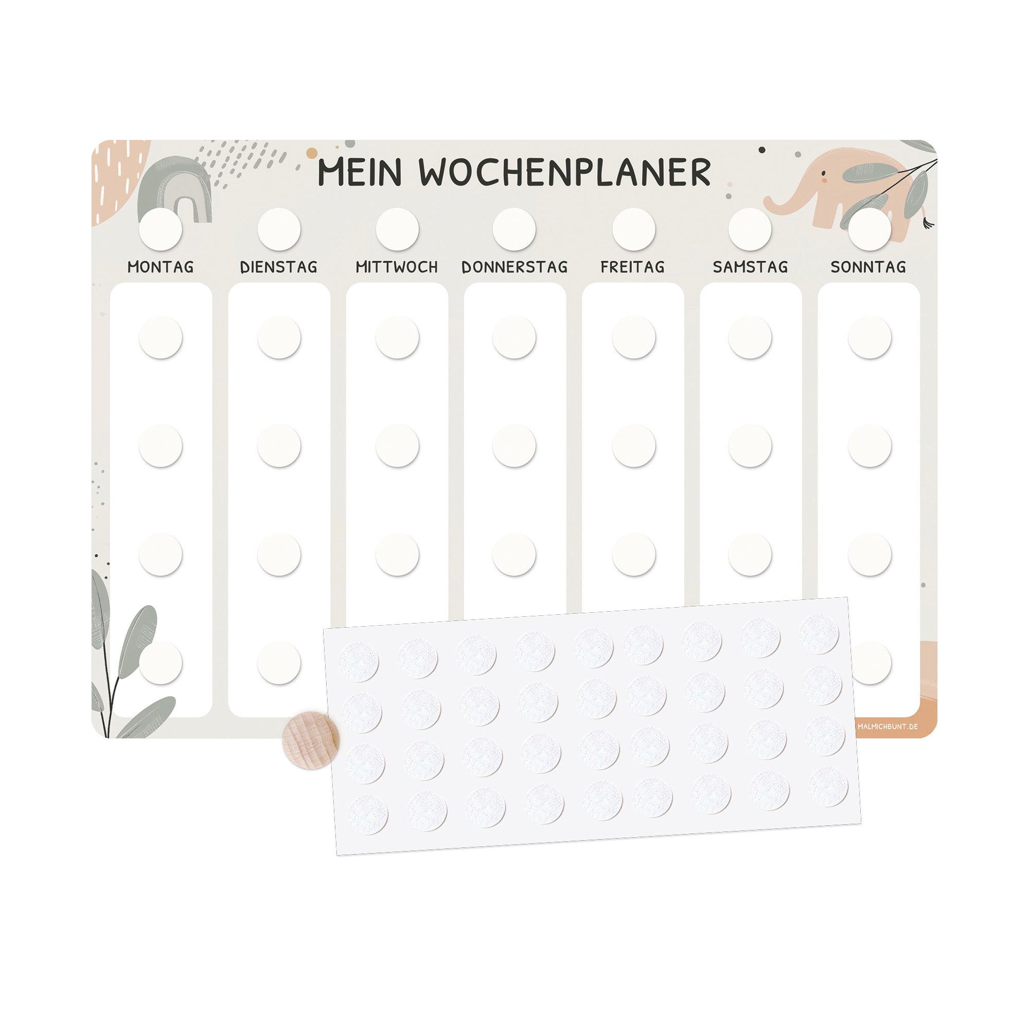 Wochenplaner Kinder Einzeln ohne Kärtchen - Motiv Little Elephant Jeka - malmichmunt.com