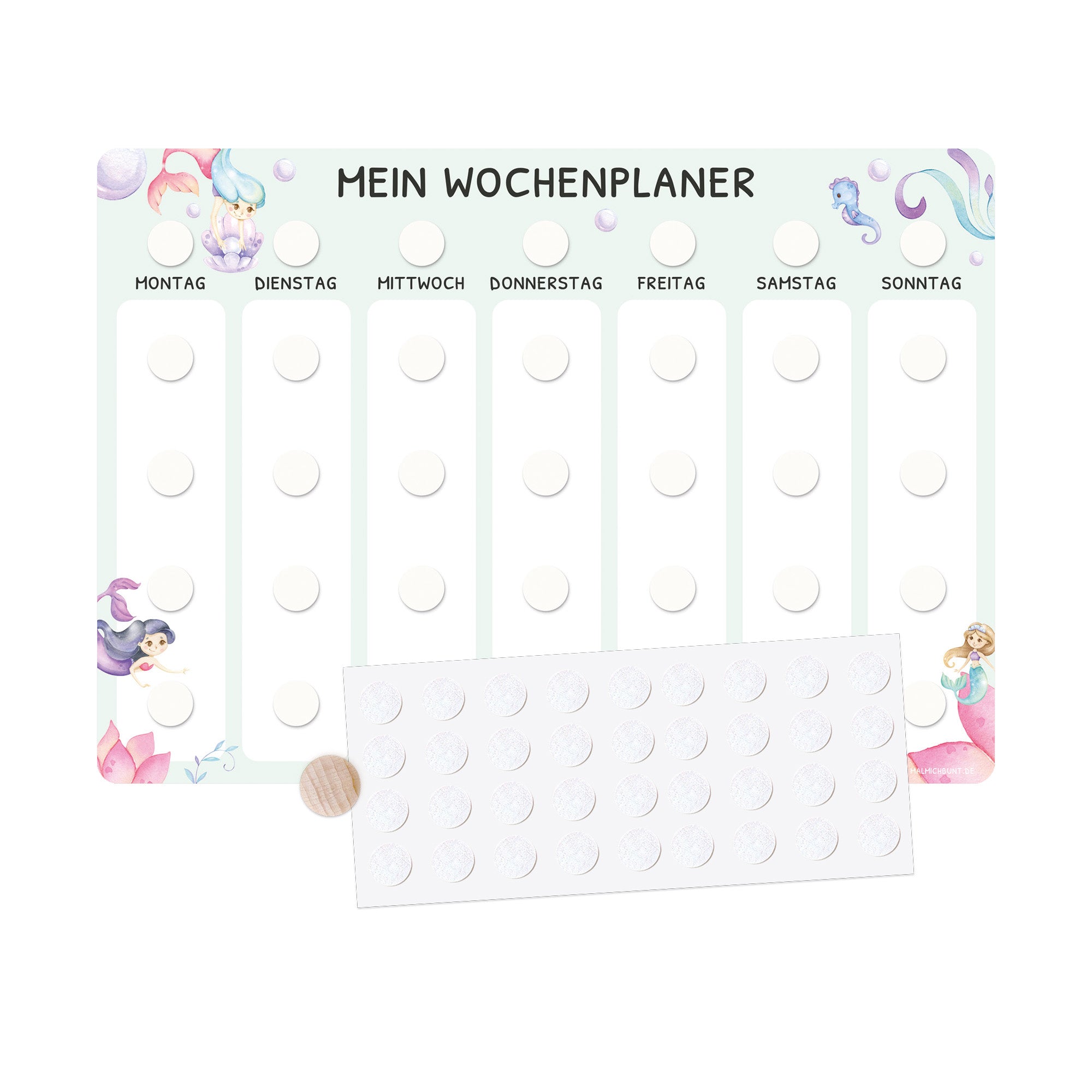 Wochenplaner Kinder Einzeln ohne Kärtchen - Motiv Meerjungfrau Jeka - malmichmunt.com