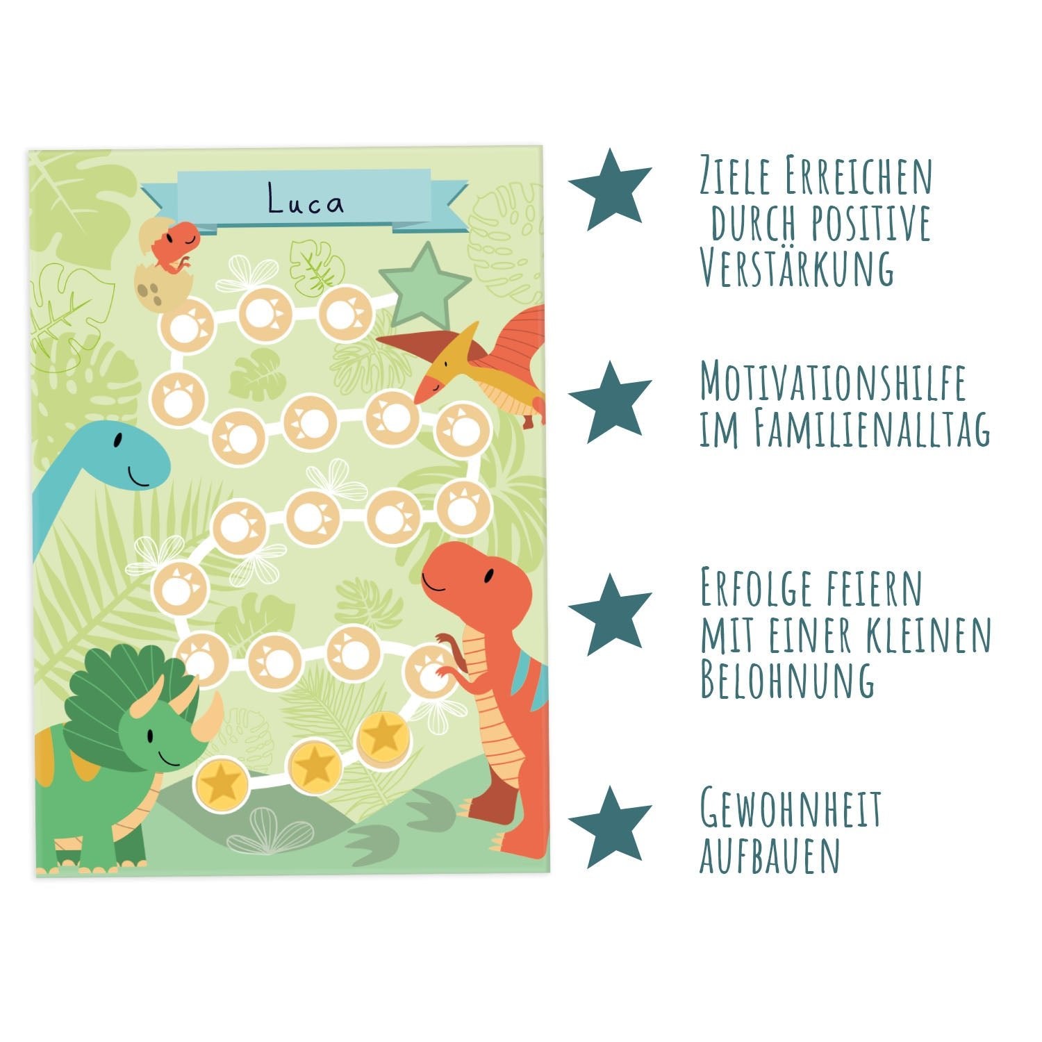10 Belohnungstafeln für Kinder - Motiv Dino Jeka - malmichmunt.com