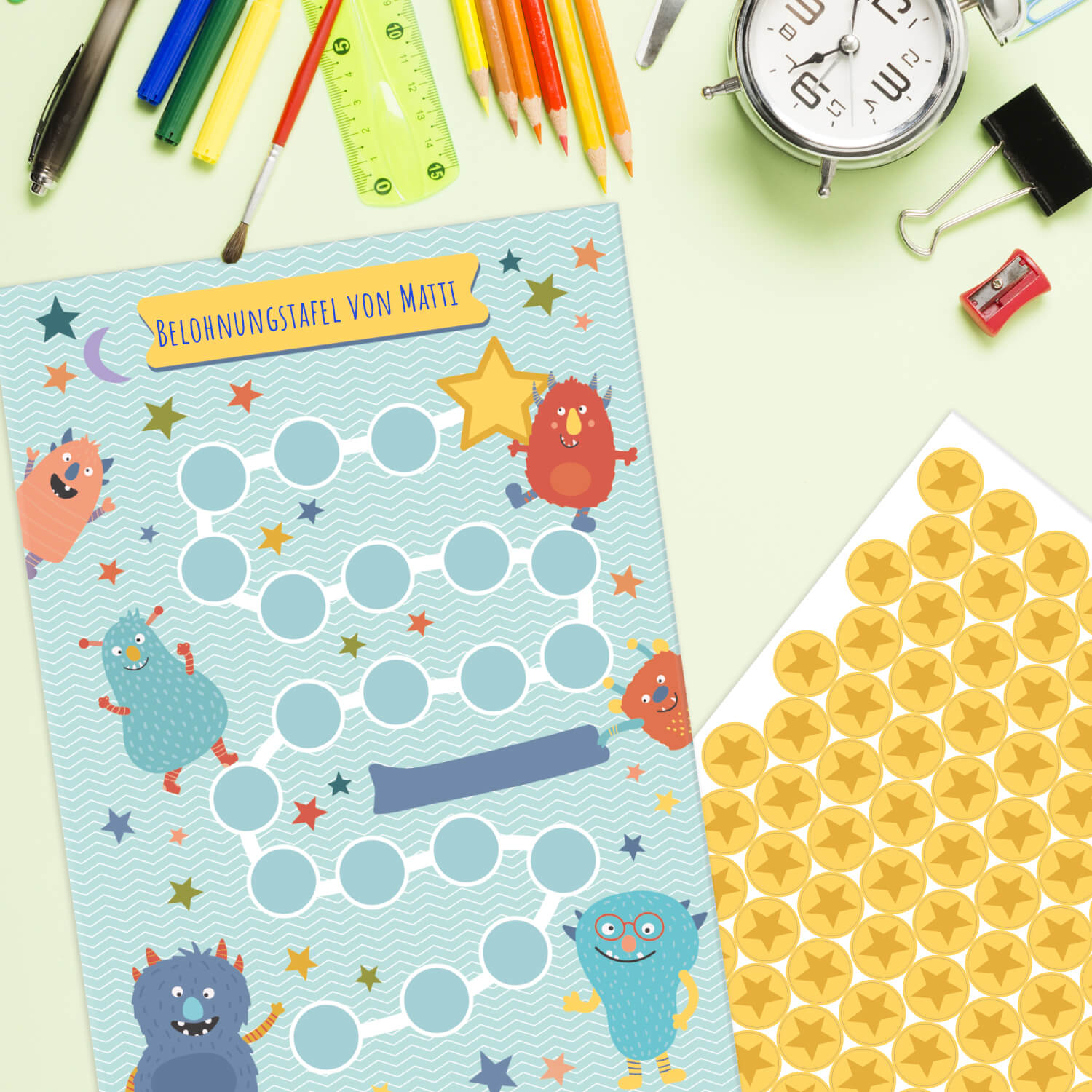 10 Belohnungstafeln für Kinder - Motiv Monster Jeka - malmichmunt.com