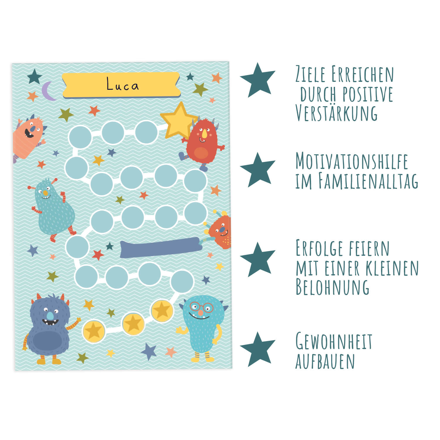 10 Belohnungstafeln für Kinder - Motiv Monster Jeka - malmichmunt.com