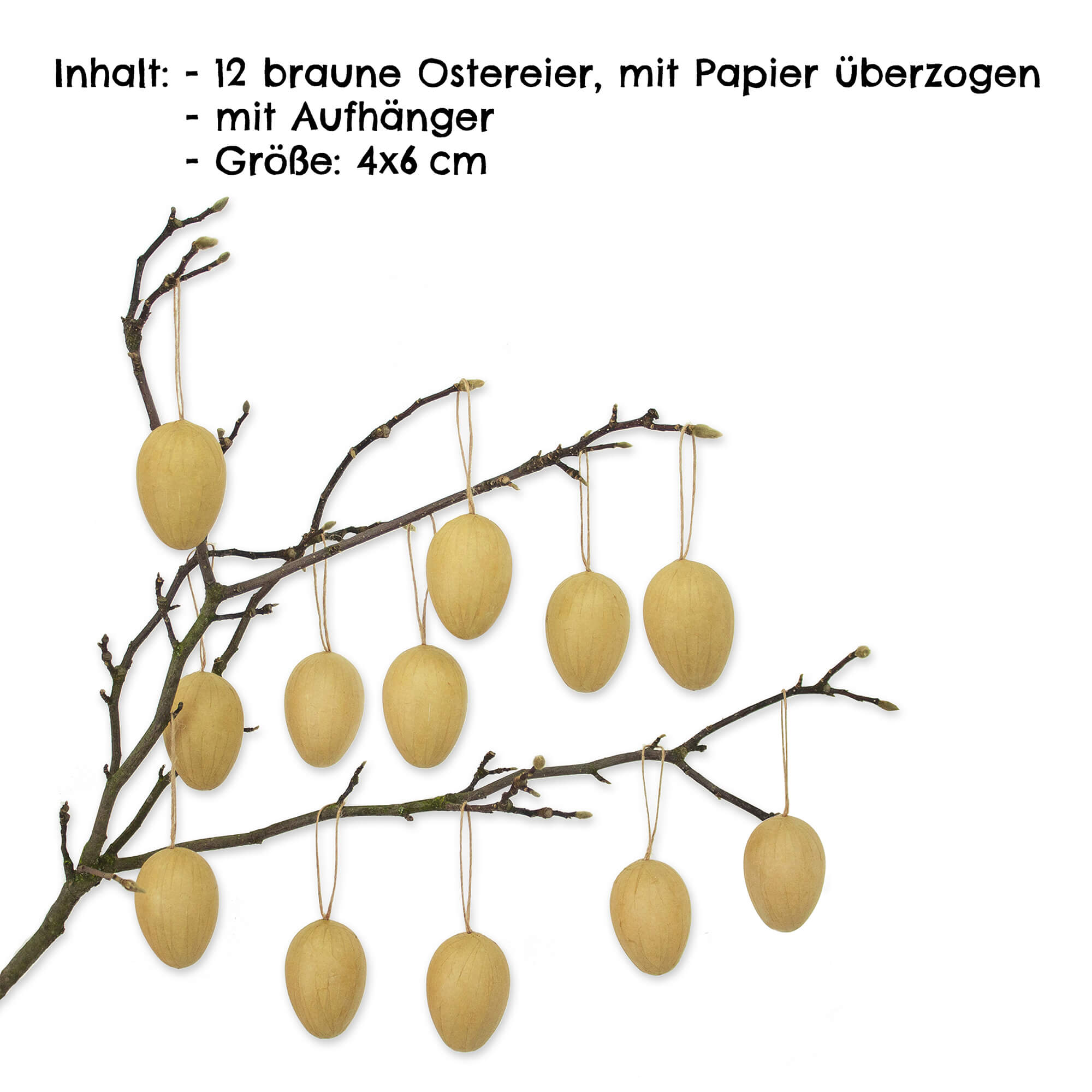 12 Ostereier zum Bemalen - Pappmaché braun Papierdrachen - malmichmunt.com