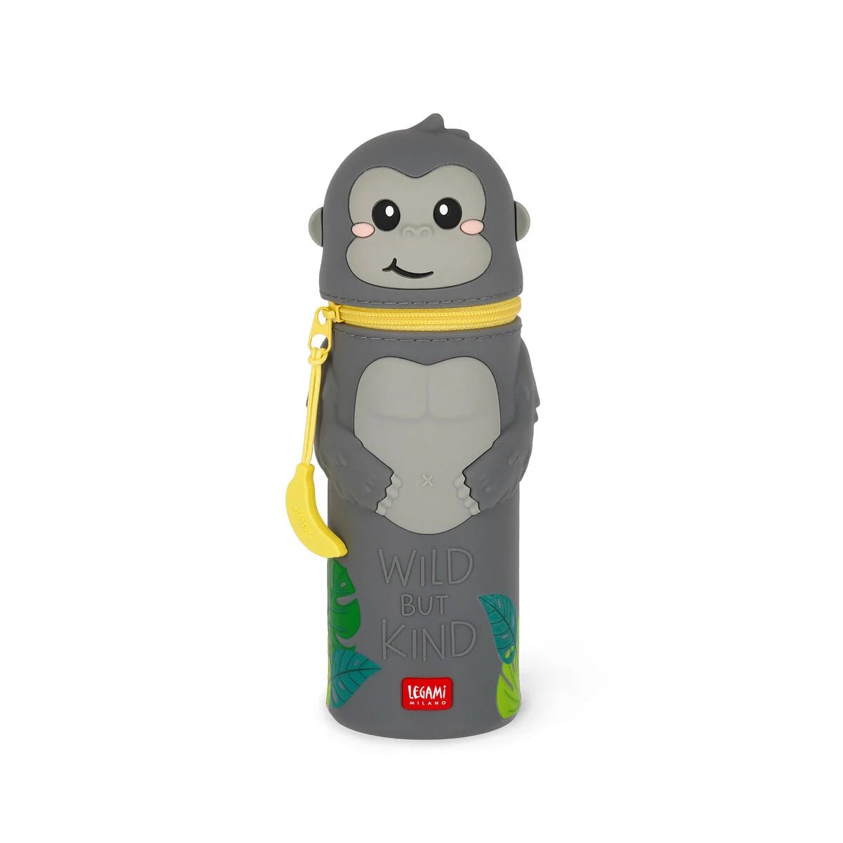 2-in-1-Federmäppchen aus Silikon Gorilla „Wild but Kind“ - Kawaii Legami - malmichmunt.com