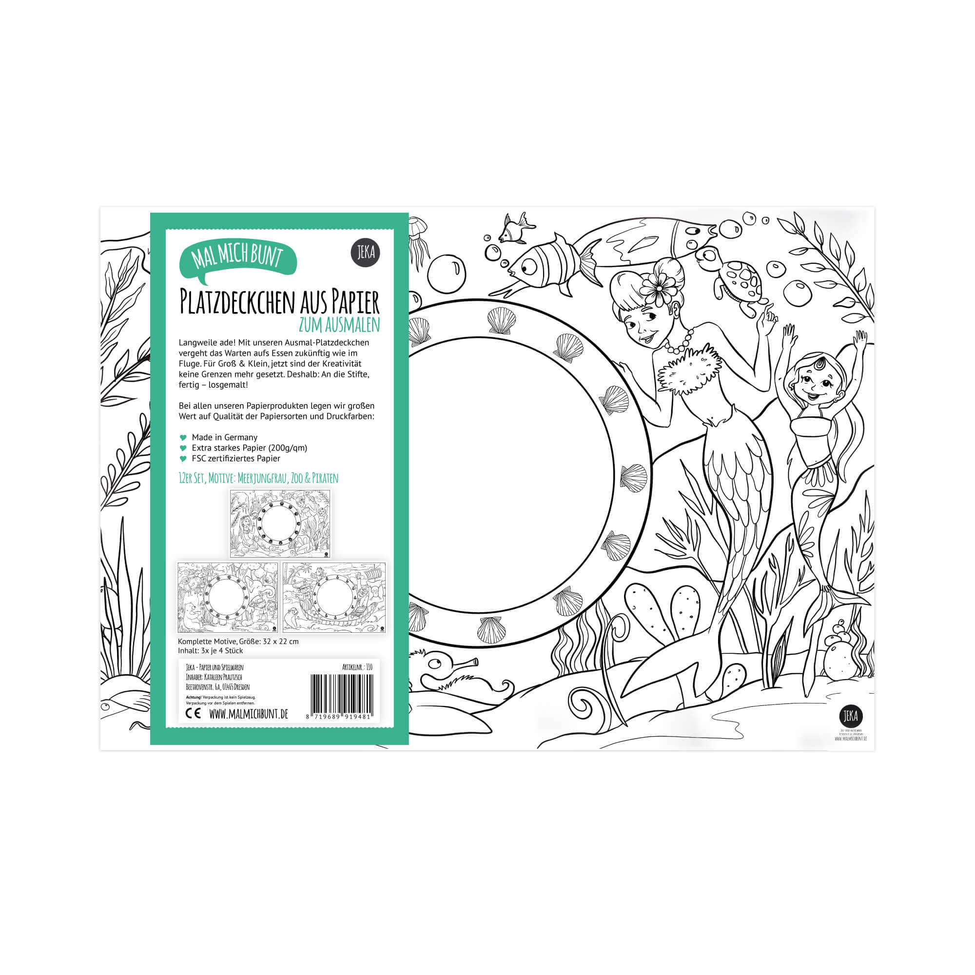 24er Set Platzdeckchen zum Ausmalen Motiv - Mix II Jeka - malmichmunt.com