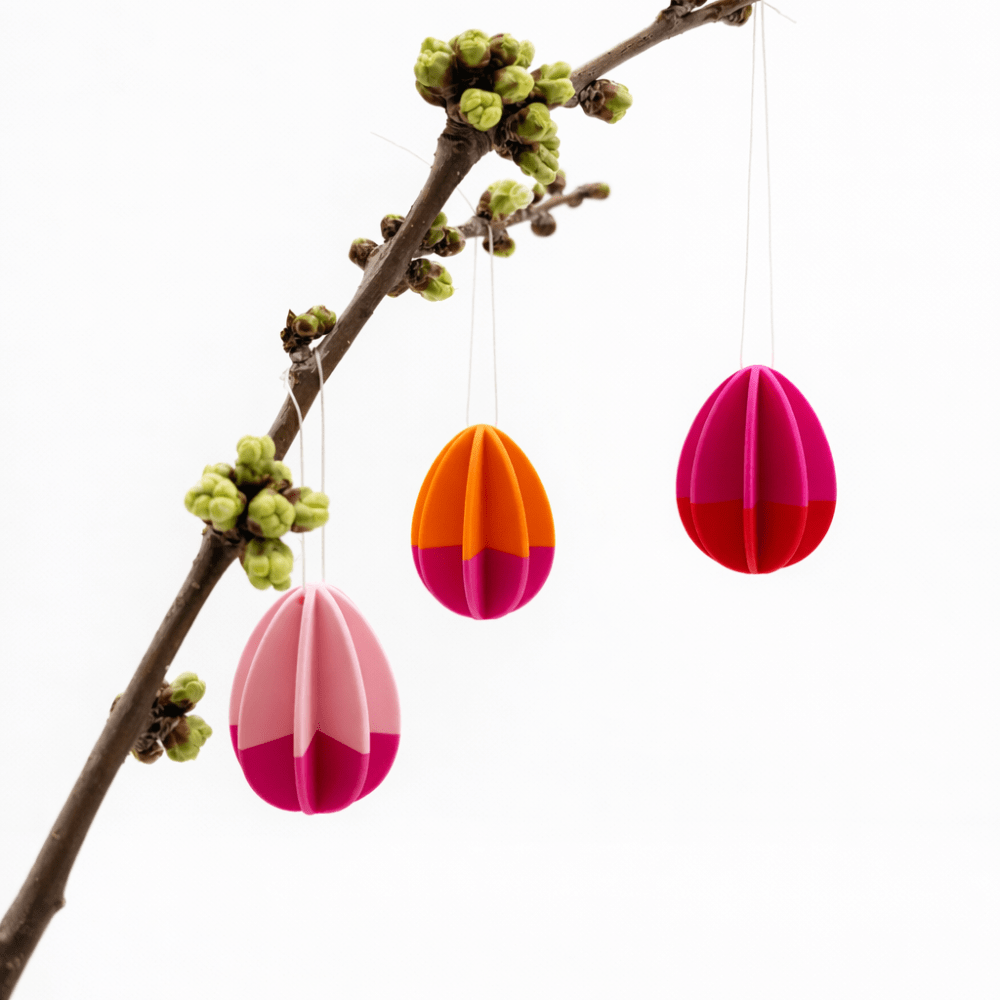 3 Ostereier zum Aufhängen - 3D Drucker - Pink Rosa Orange Jeka - malmichmunt.com