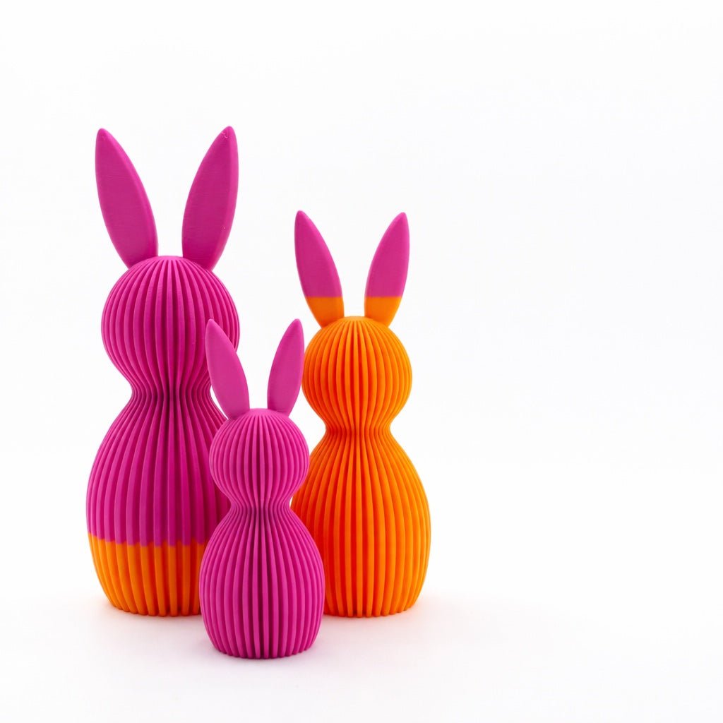 3 Osterhasen aus dem 3D Drucker - Pink Orange Jeka - malmichmunt.com