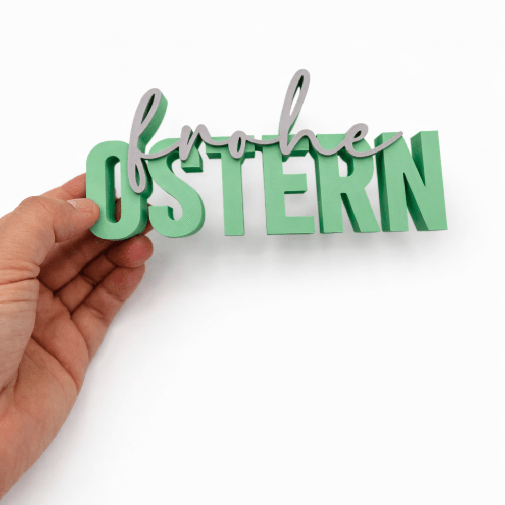 3D Drucker Schriftzug „Frohe Ostern" Mint - Grau Jeka - malmichmunt.com