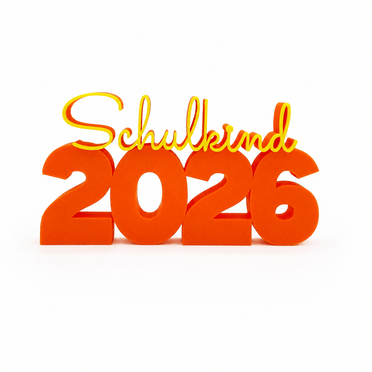 3D Drucker Schriftzug "Schulkind 2026" Gelb-Orange Jeka - malmichmunt.com