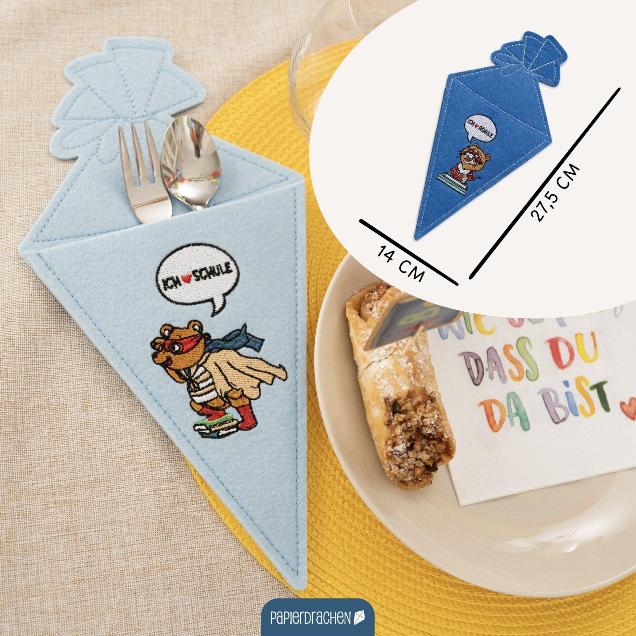 4 Filz - Taschen zur Einschulung Papierdrachen - malmichmunt.com
