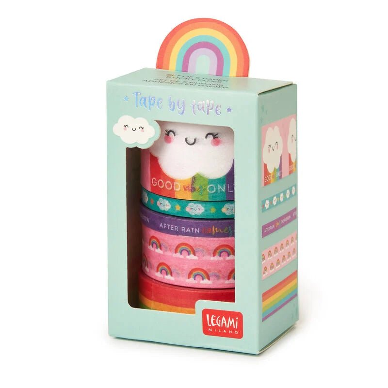 5 Papier - Klebebänder im Set Regenbogen - Tape by Tape Legami - malmichmunt.com