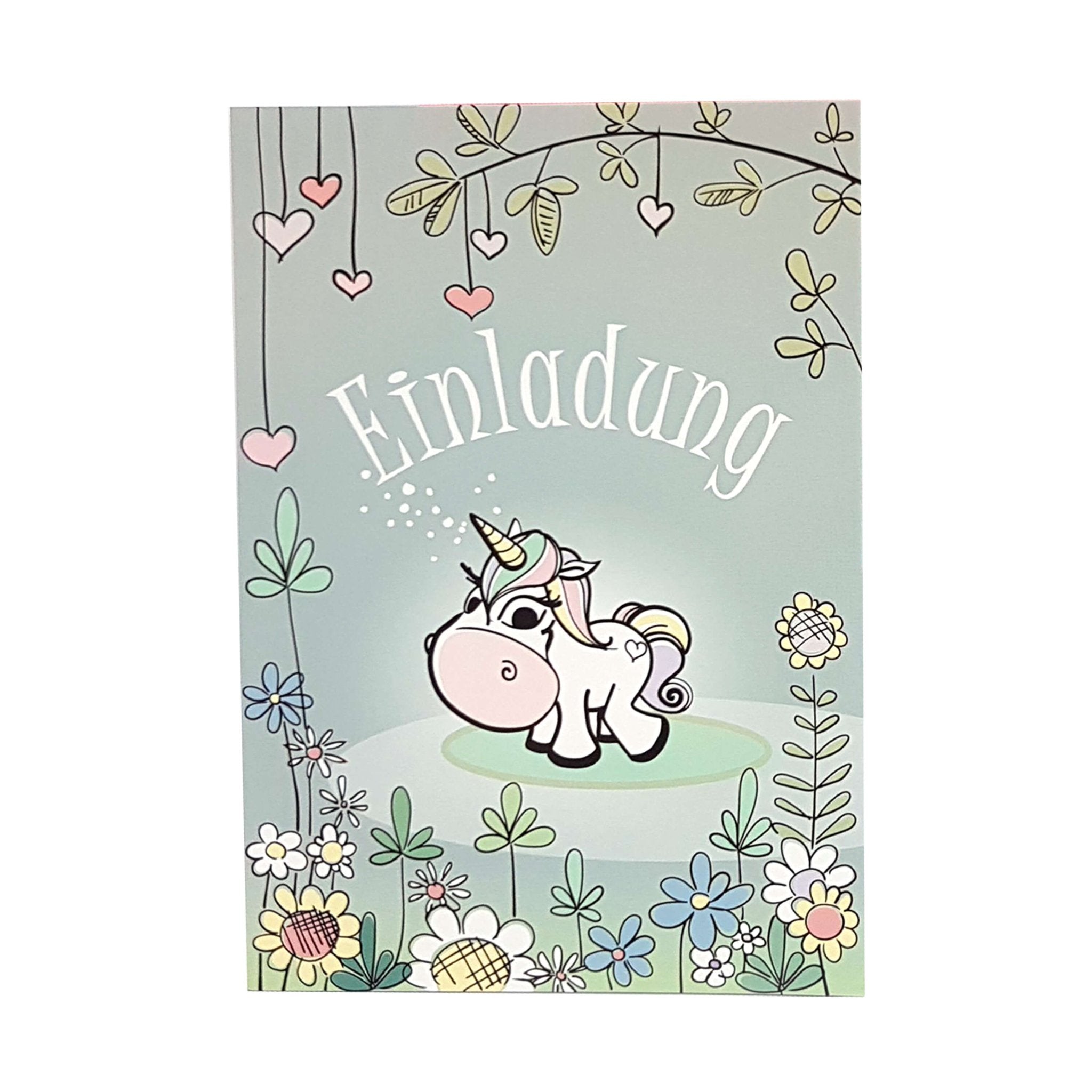 6 Einladungen "Einhorn" mit rosa Umschlägen Jeka - malmichmunt.com
