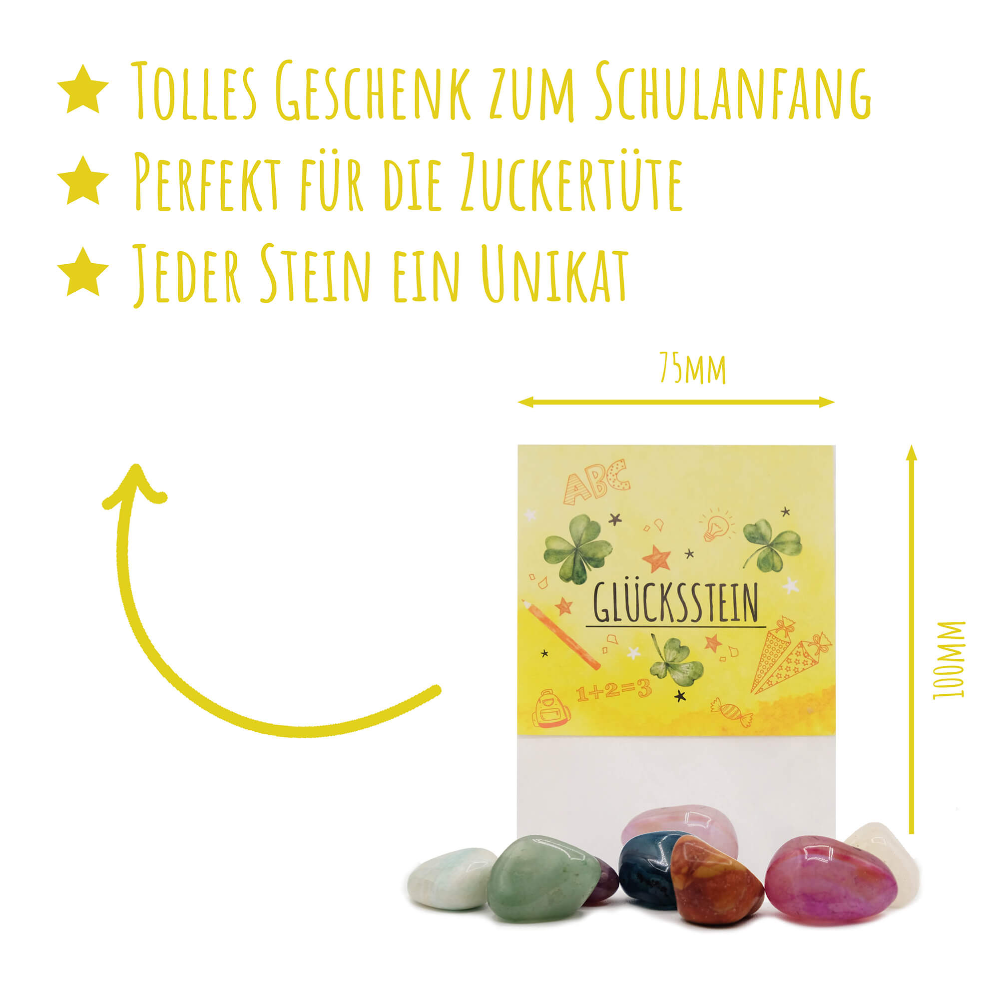 8 Glückssteine für Schulanfang als Glückbringer Jeka - malmichmunt.com