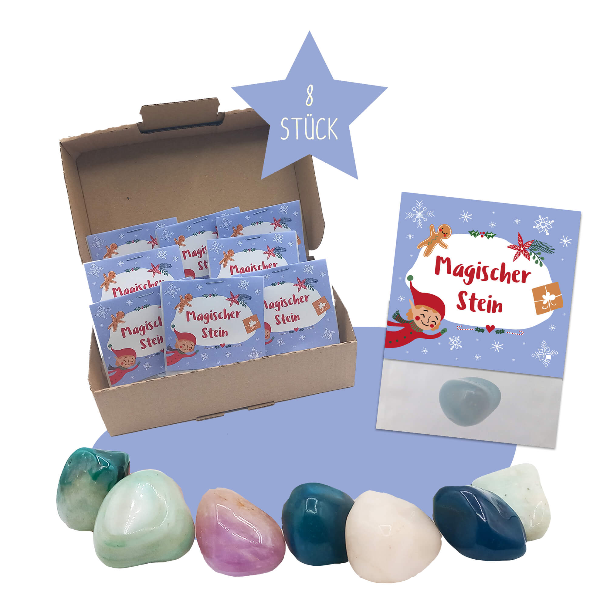 8er Set Glückssteine Weihnachten (Elf) Jeka - malmichmunt.com