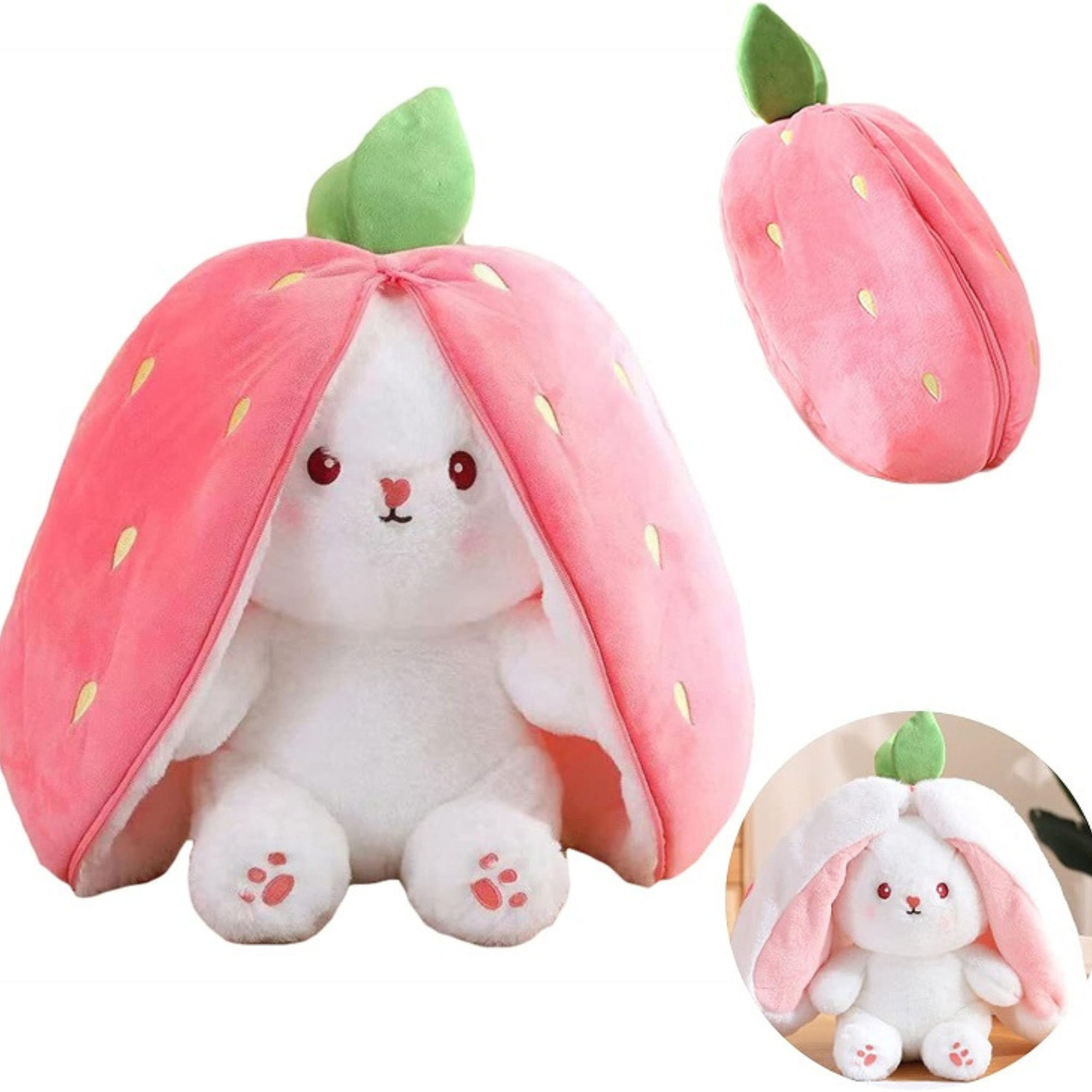 Plüschhase in Erdbeere- 30cm - Geschenk Ostern