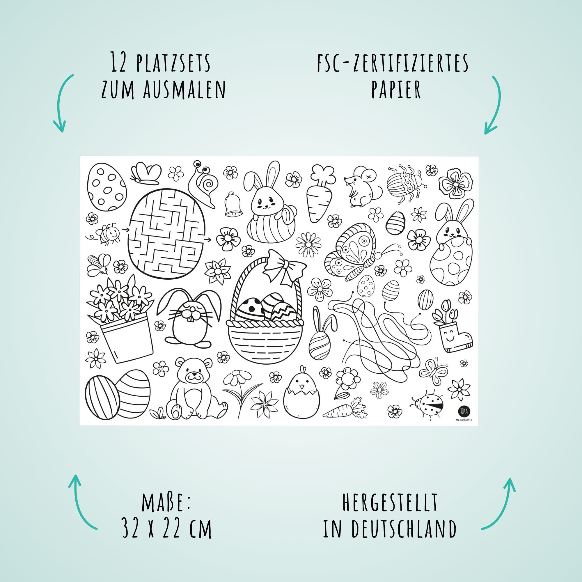 12 Platzsets Ostern zum Ausmalen