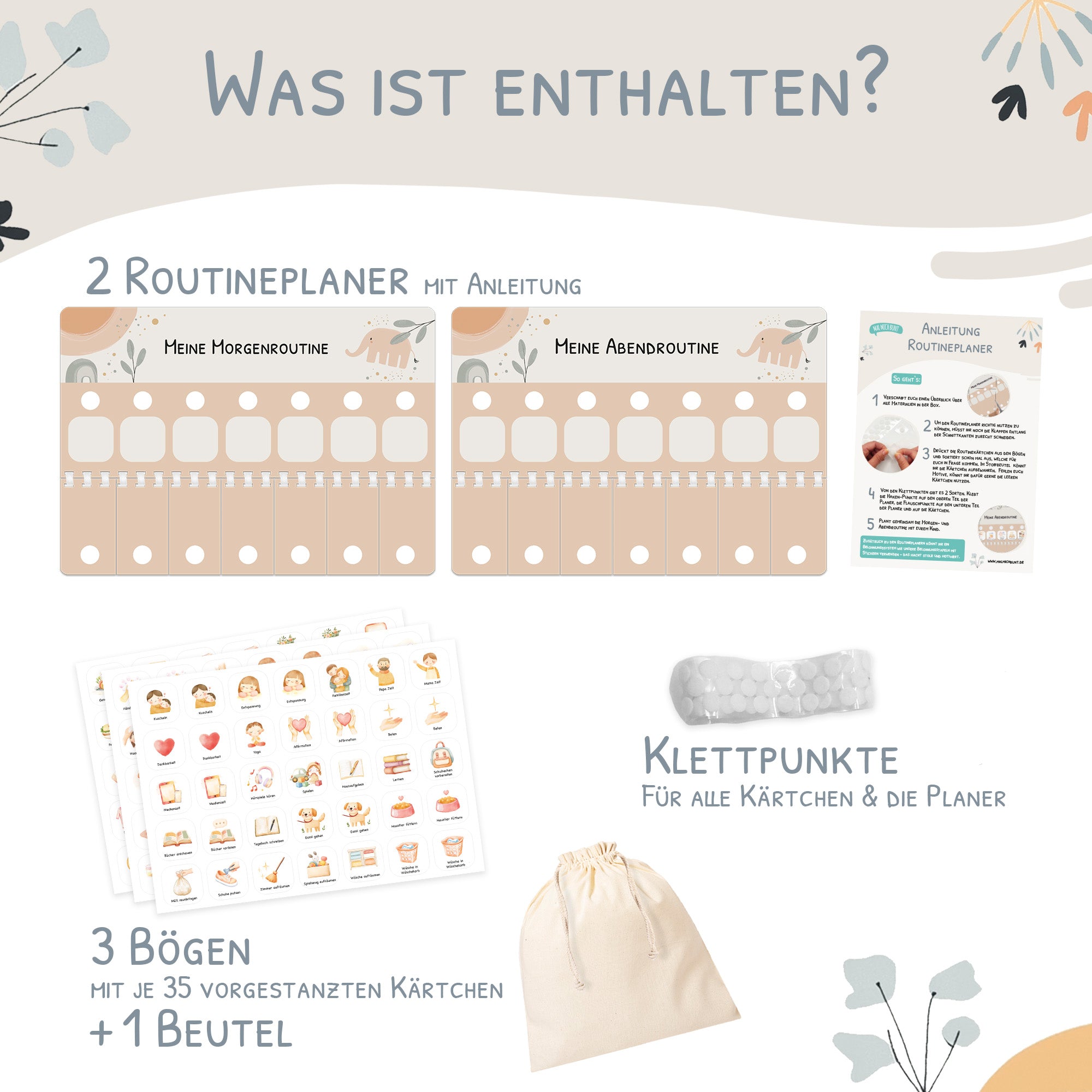 Bundle: Wochenplaner + Morgenroutine + Abendroutine - Elephant