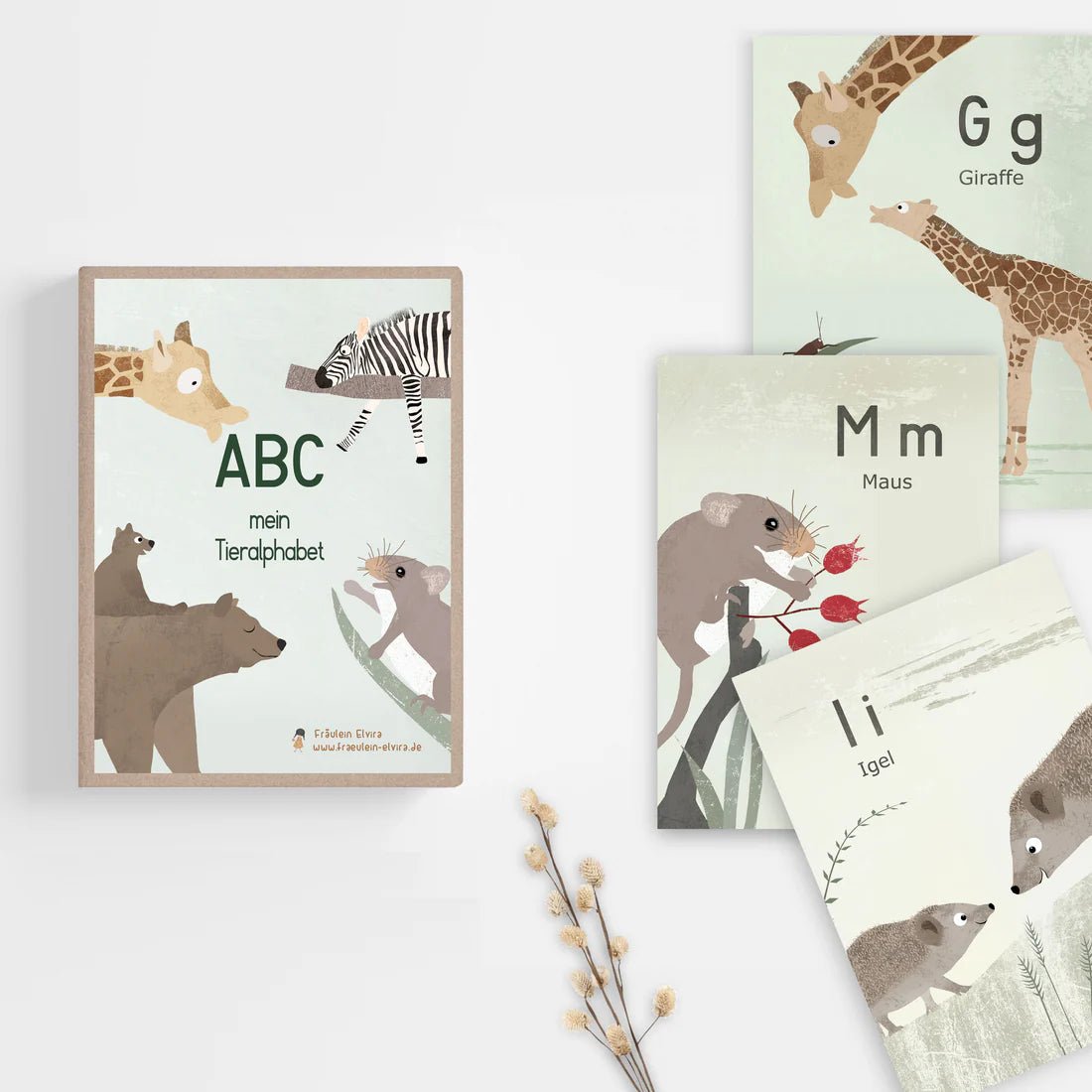 ABC Buchstabenkarten: Mein Tieralphabet Fräulein Elvira - malmichmunt.com