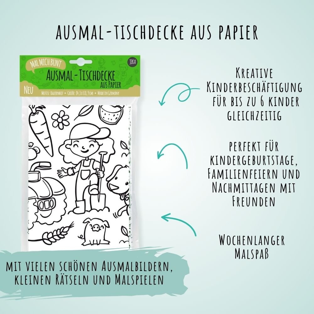 Ausmal - Tischdecke aus Papier Bauernhof Jeka - malmichmunt.com